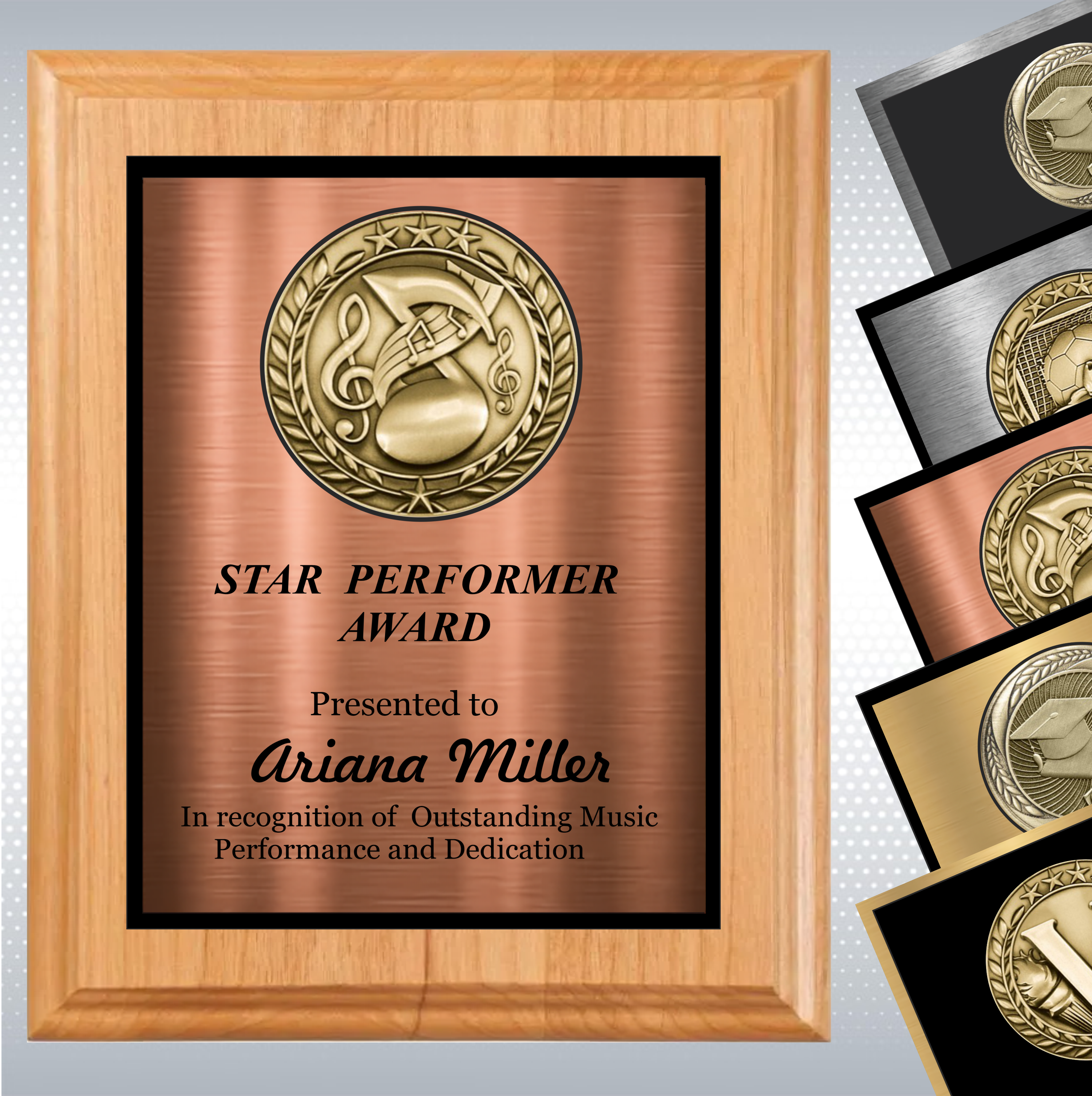 Solid Alder Wood Plaque w/Medallion Over Double Plate 2