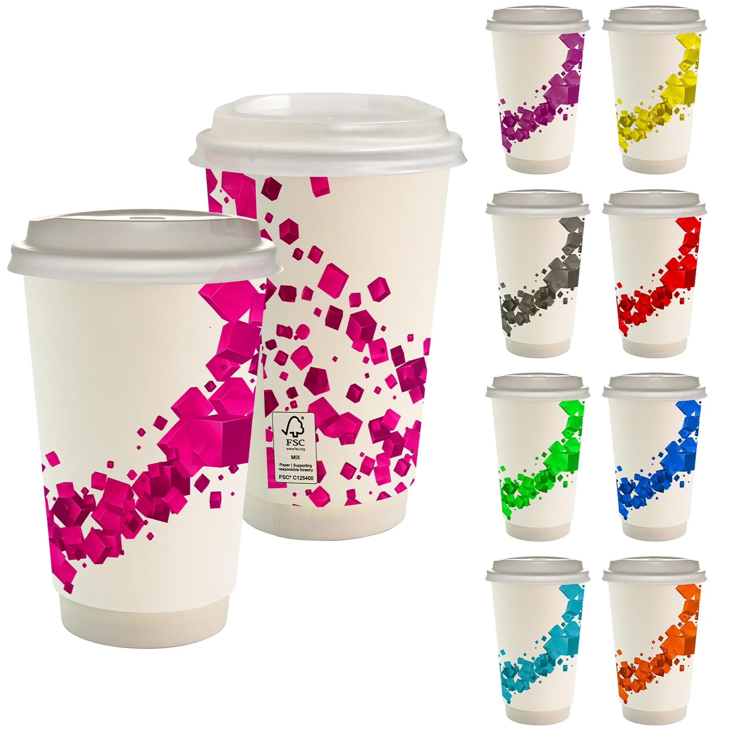 16 oz. Full Color Floating Cube Paper Cup With Lid 5