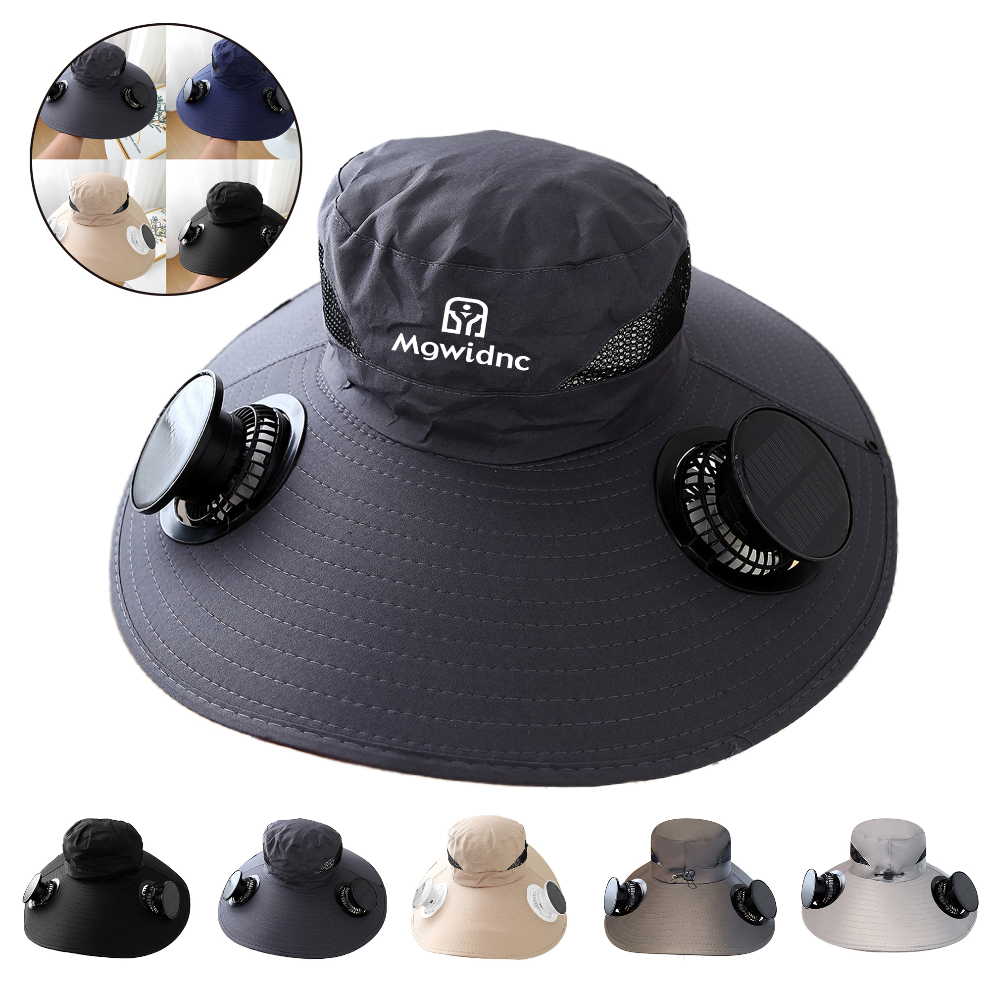 Summer Wide Brim Electric Sun Hat with Solar Fan 4