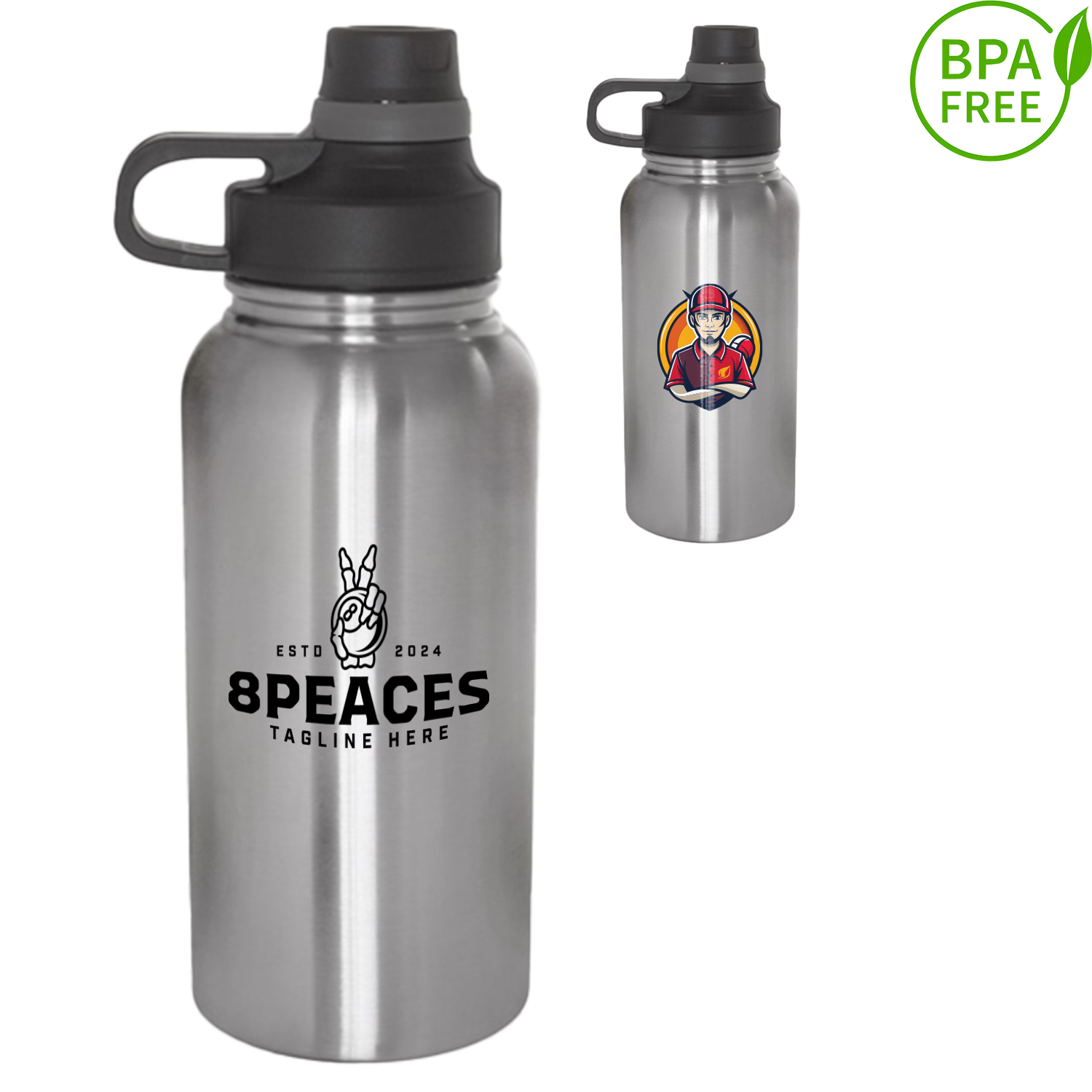 32 oz BPA free Vacuum Stainless Steel Water Bottle w/ Handle, custom water bottle with logo imprint 3