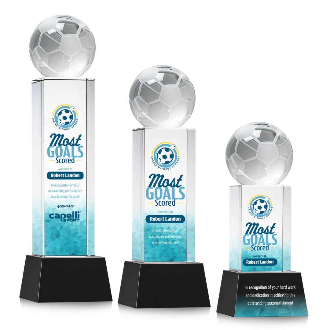 Soccer Ball VividPrint™ Award on Belcroft - Black