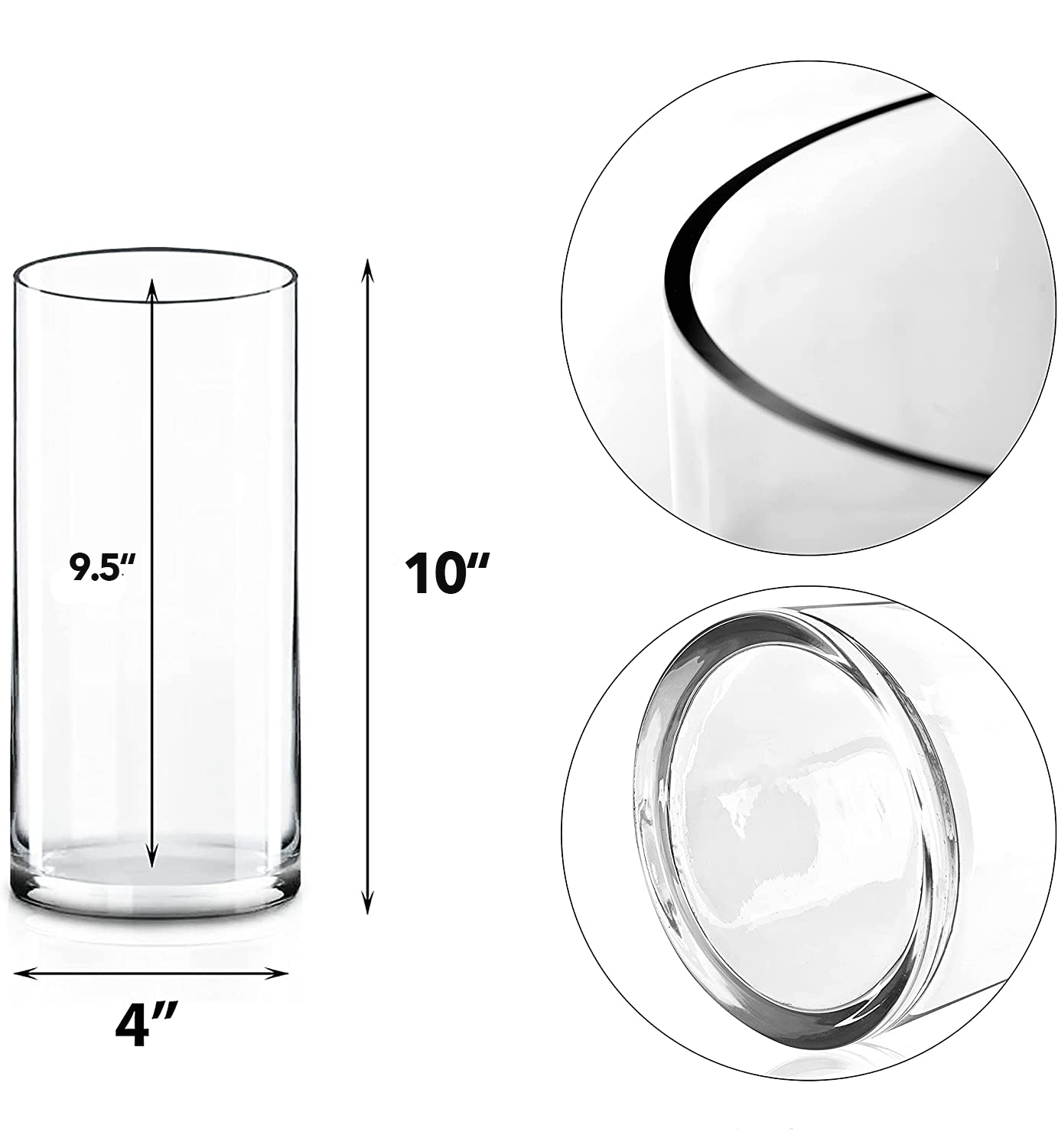 Clear Glass Cylinder Vase (H:10" D:4") 3