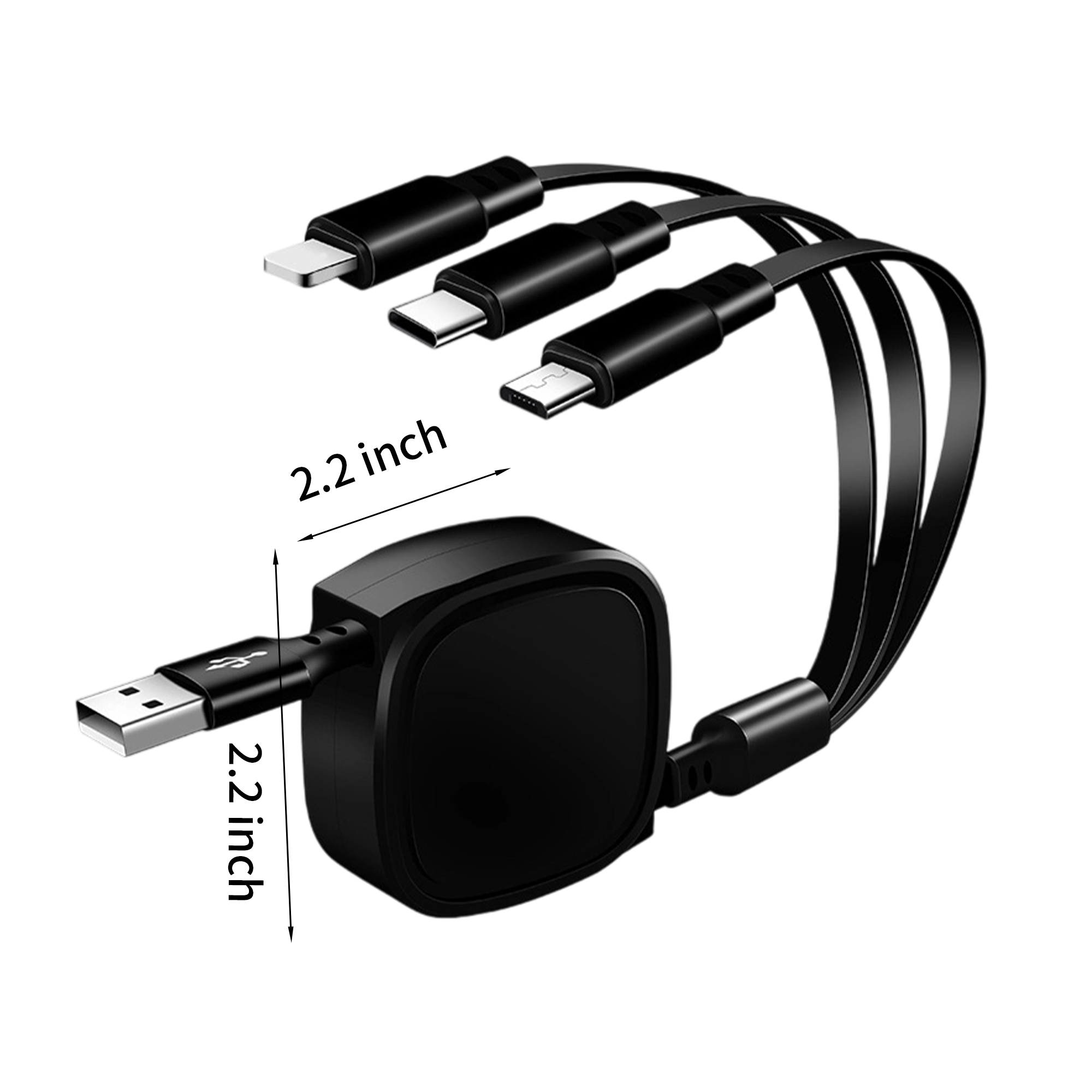 Full Color Stretchable 3" 1 Charging Cable Compact Travel Adapter 1