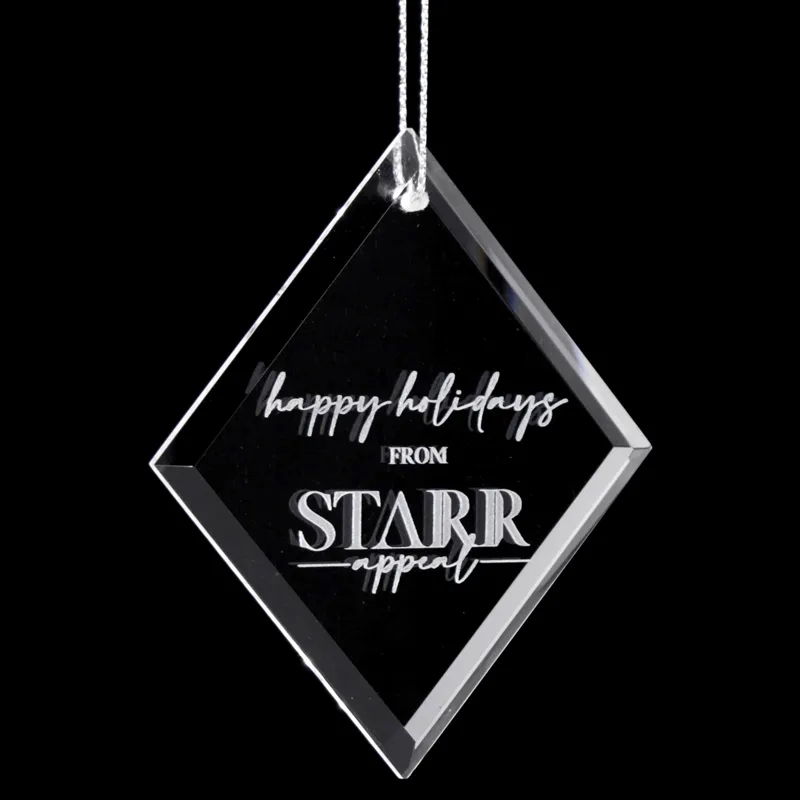 Crystal Beveled Square Diamond Ornament 3