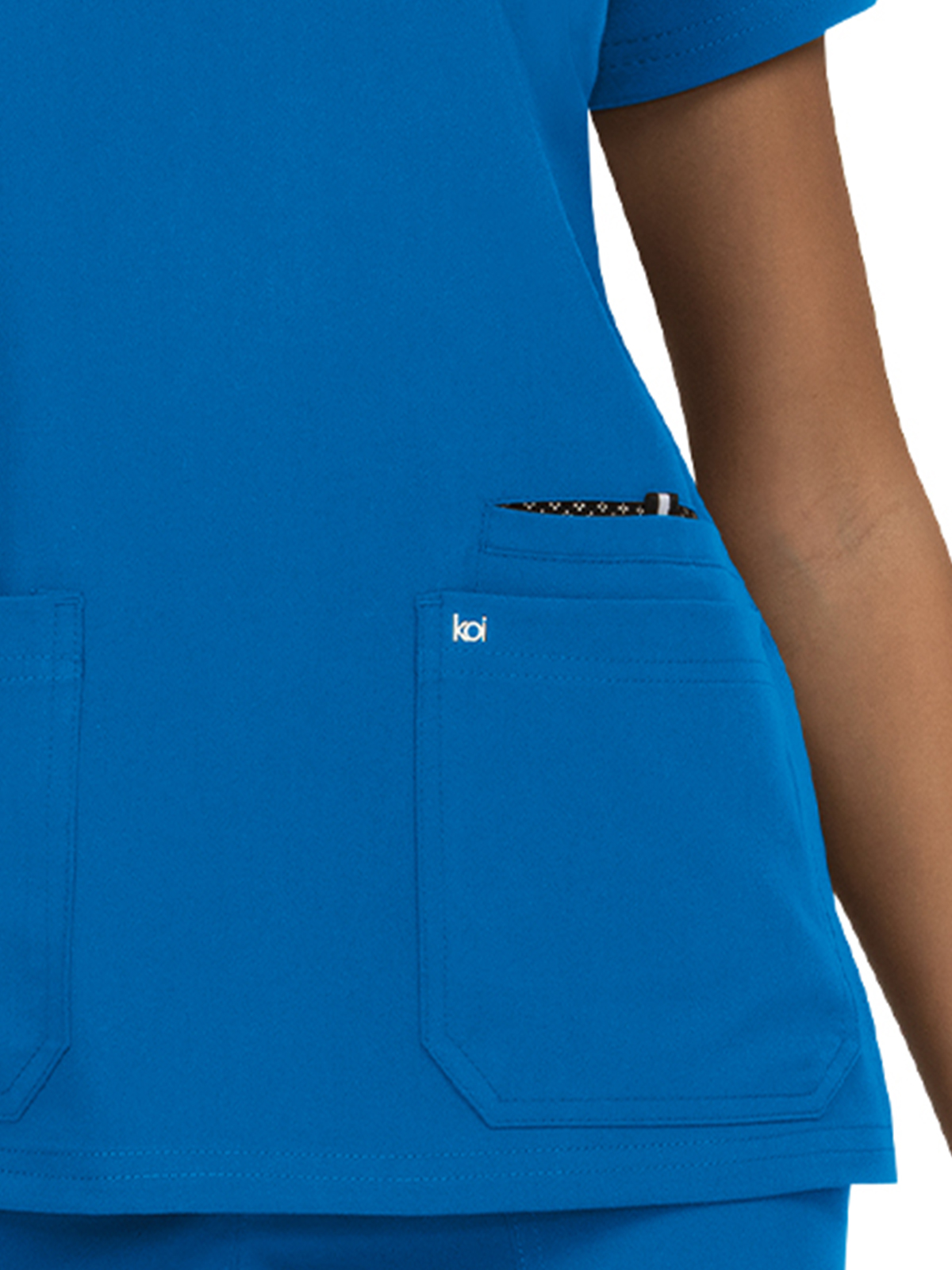 koi - Next Gen - Women's Three-Pocket Wide V-Neck Stretch Hustle and Heart Top 28