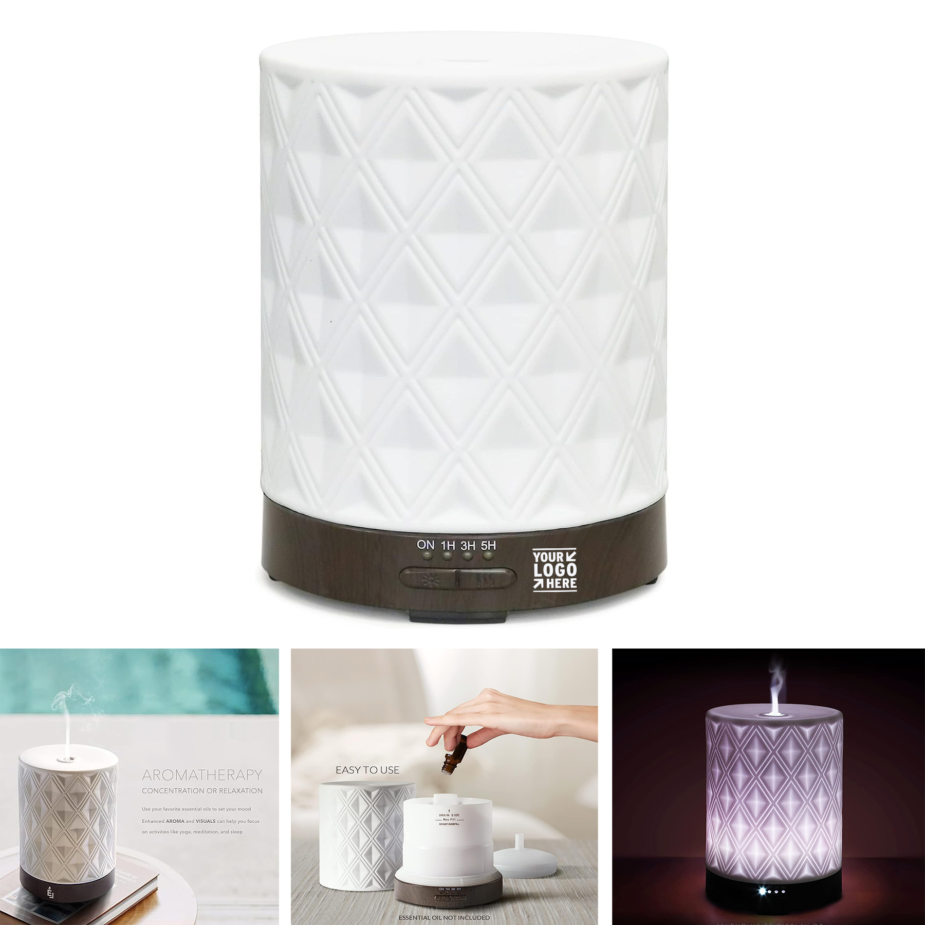 Auto Off 7 Night Lights 4 Timers White Ceramic 250ml Home Aromatherapy Essential Oil Diffuser 2