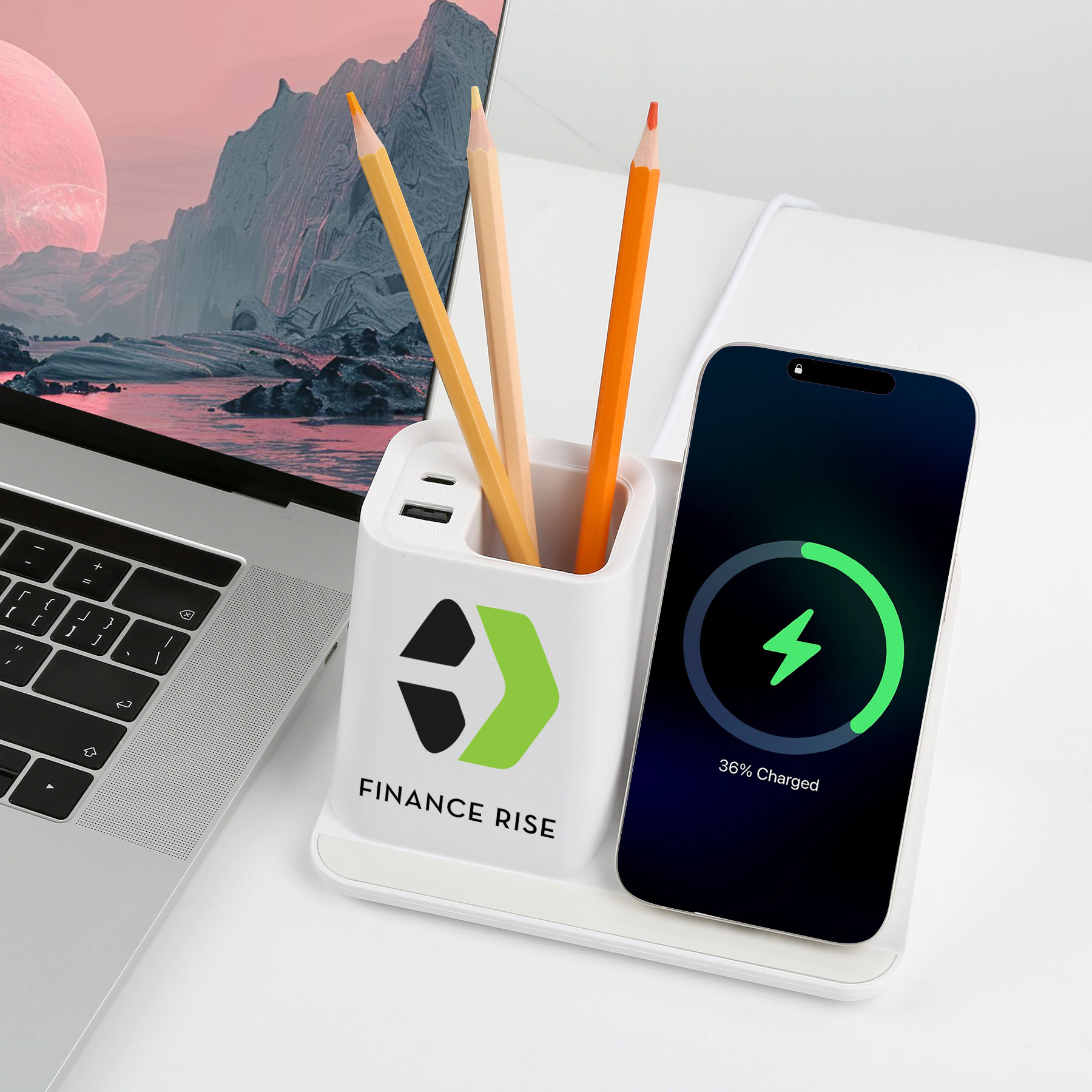 Multi-Function Wireless Charging Pen Holder 5
