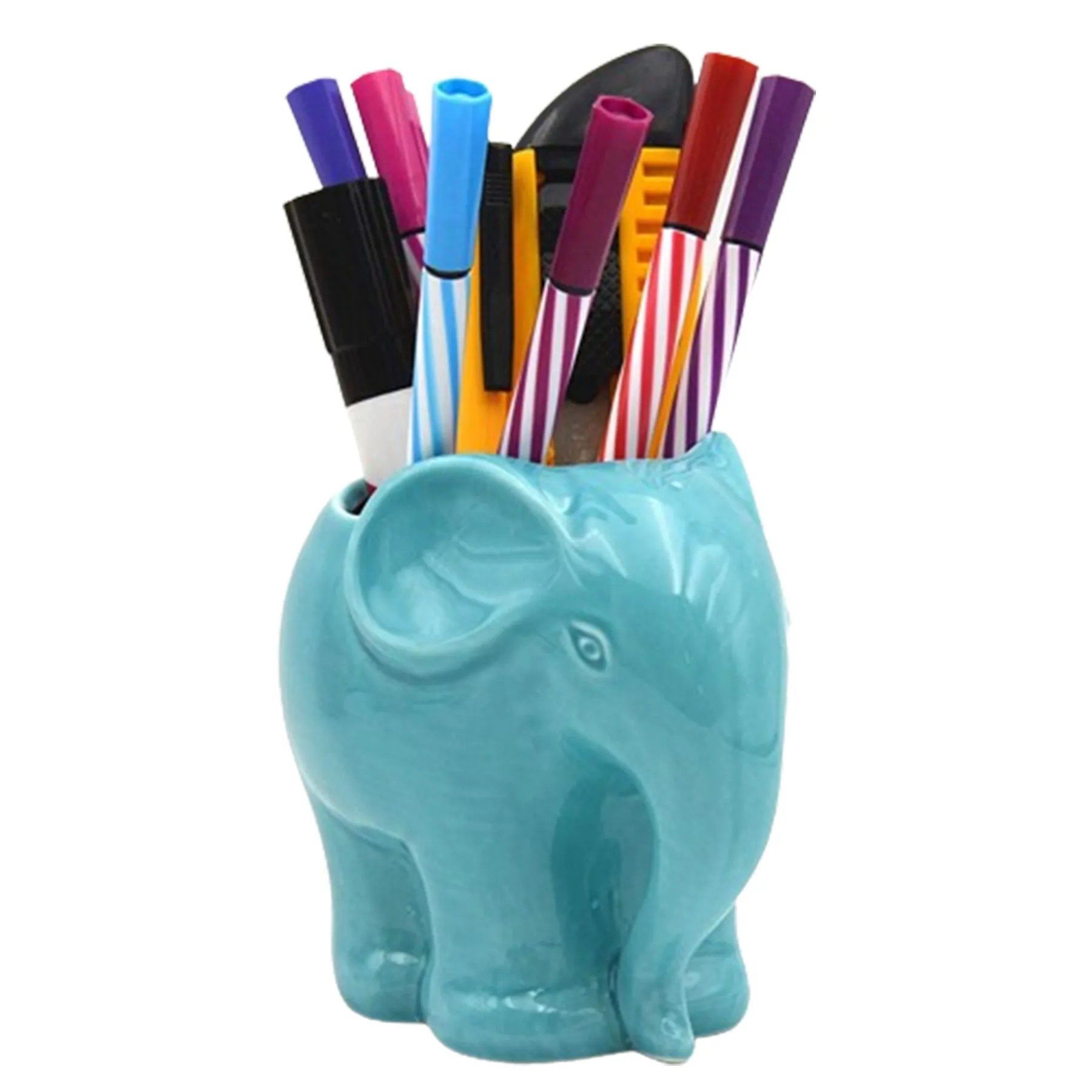 Ceramic Elephant Desk Top Pen Holder Organizer 2
