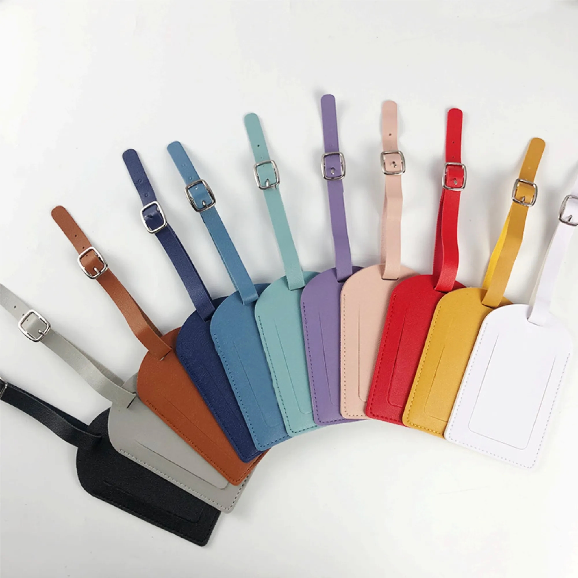Travel Leather Luggage Tag Suitcase Bag Lable With Info Card 3