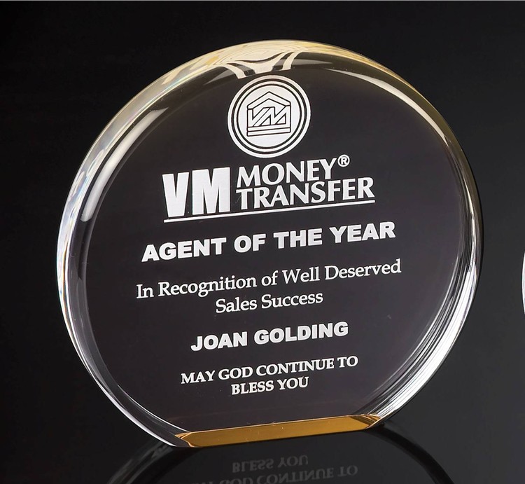 6" Diameter Gold Reflective Acrylic Award 2