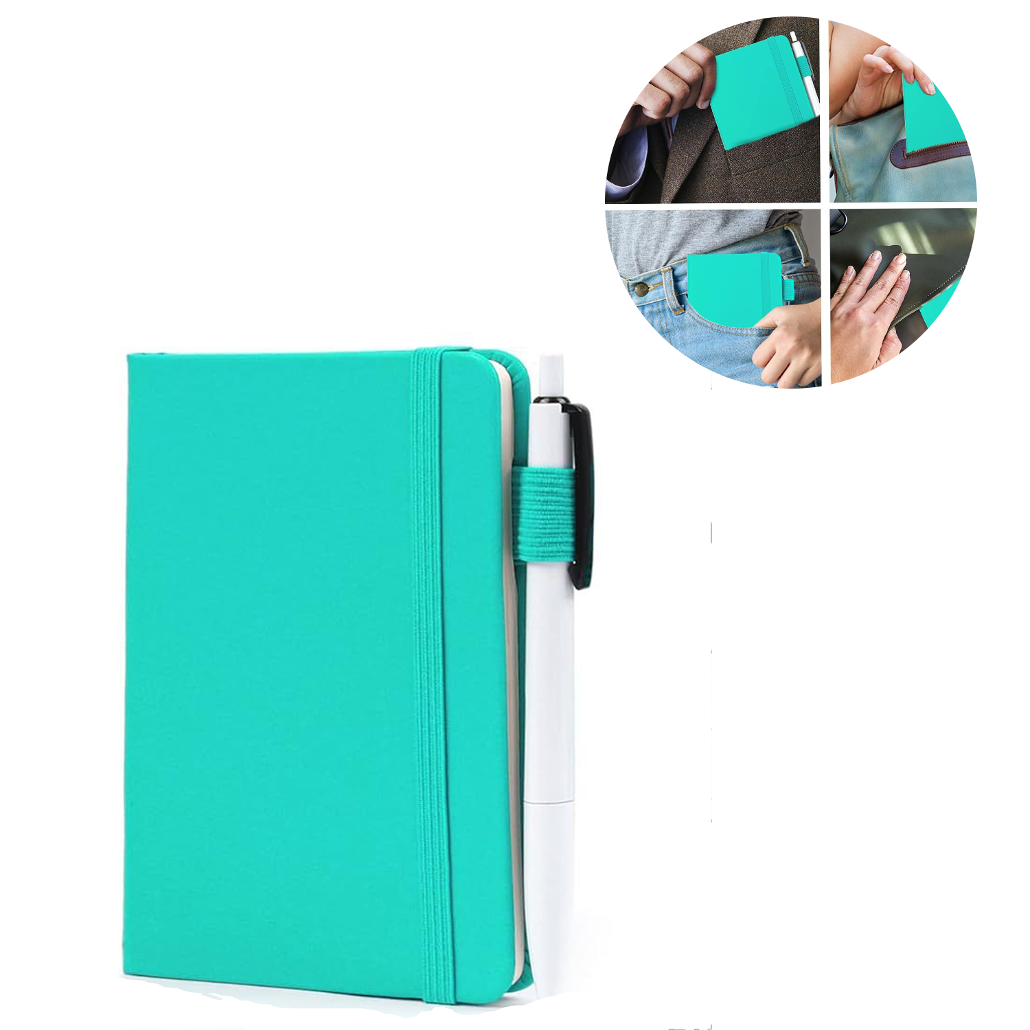 PU Leather A5 Elastic Closure Notebook w/ Pen 6