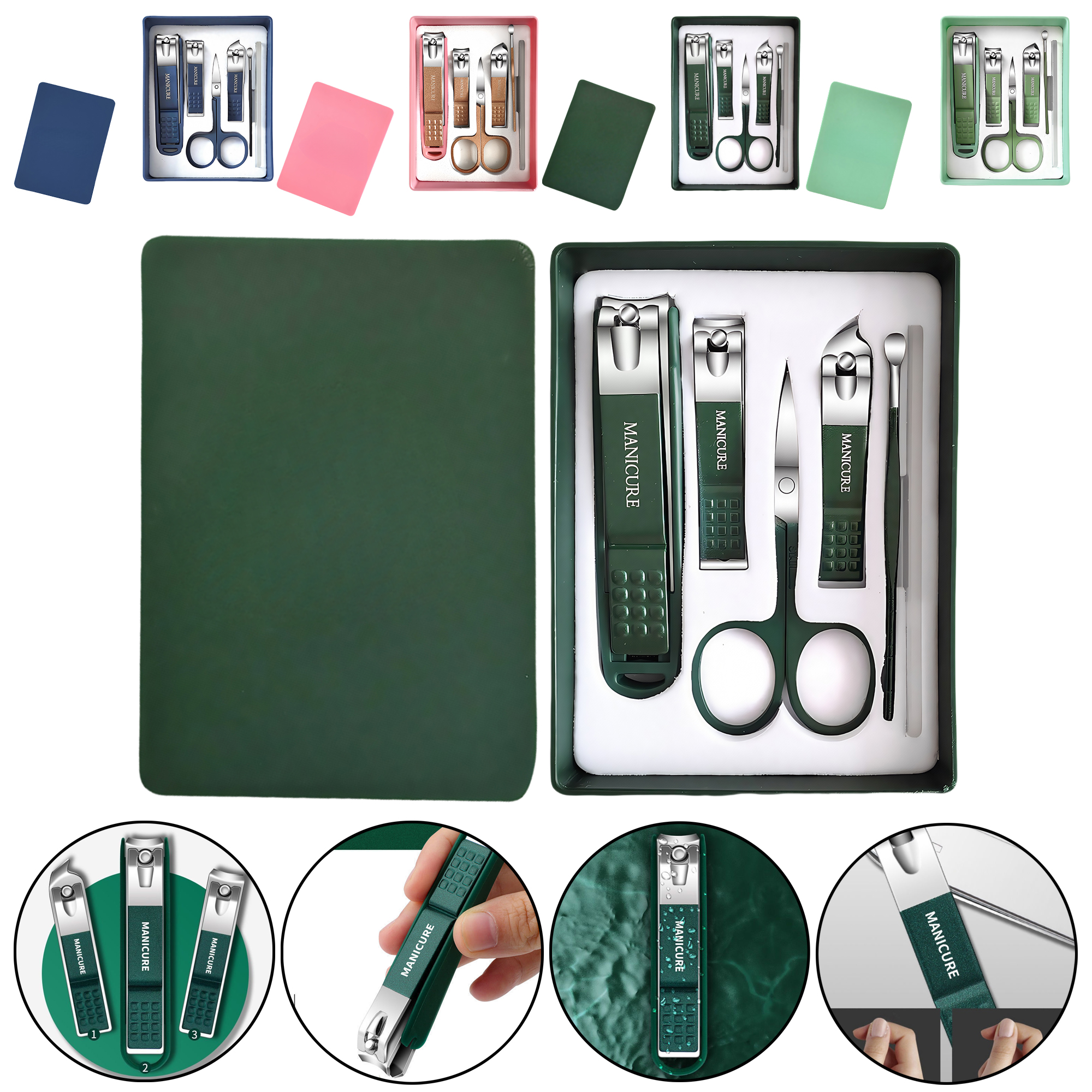 6-Piece Nail Clipper Set with Splash-Proof Design 6