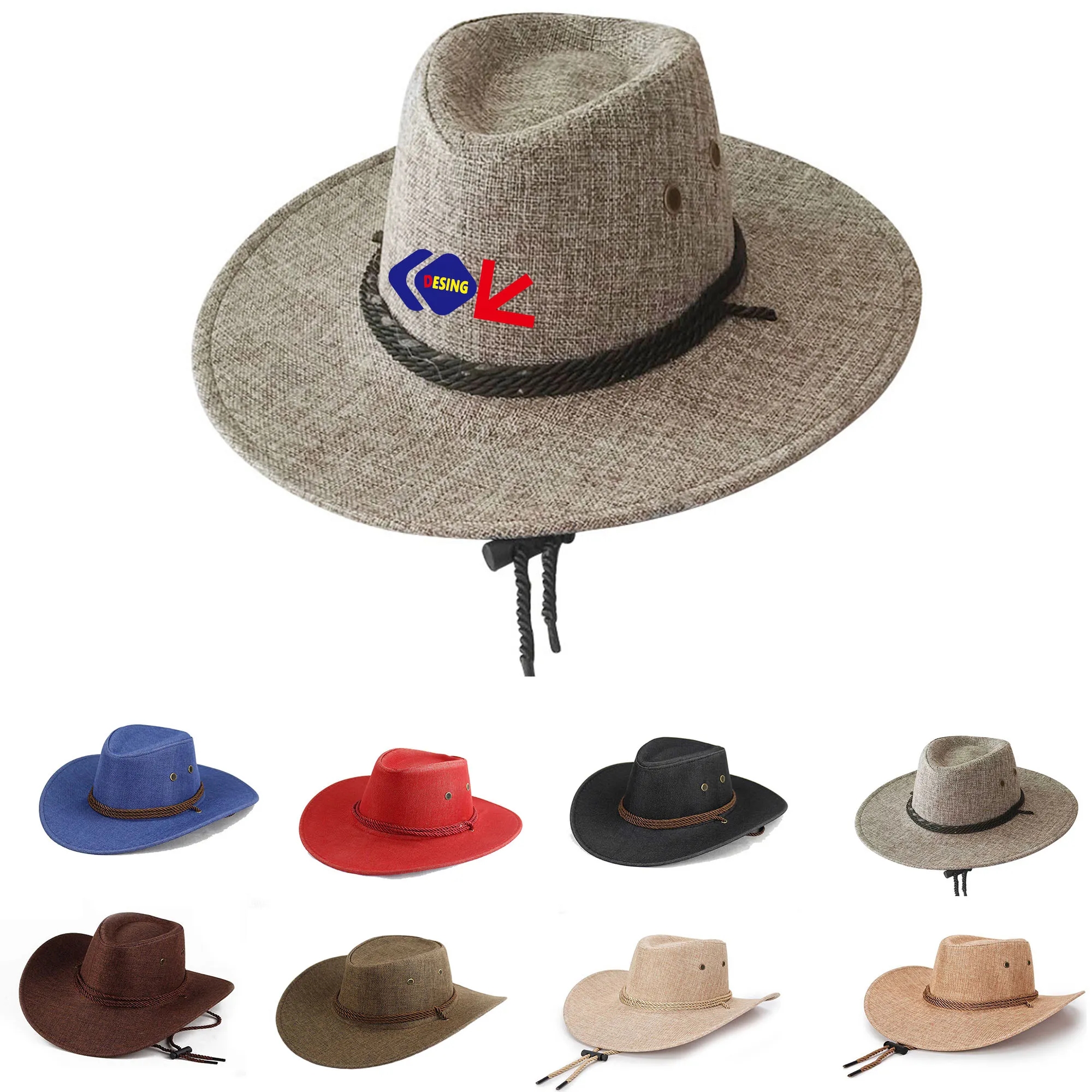 Twill Fedora Hat With Rope Band