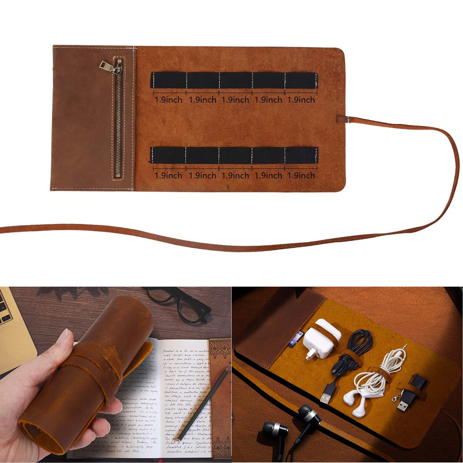 Leather Charge Organizer Roll Bag 3