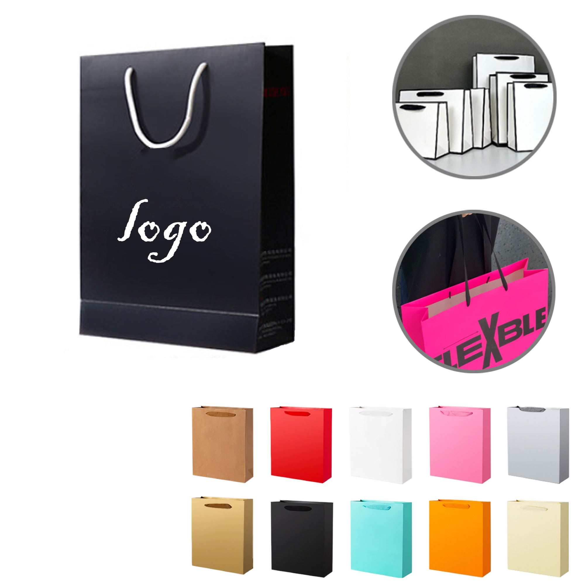 MOQ50 Custom White Card Paper Bags 3