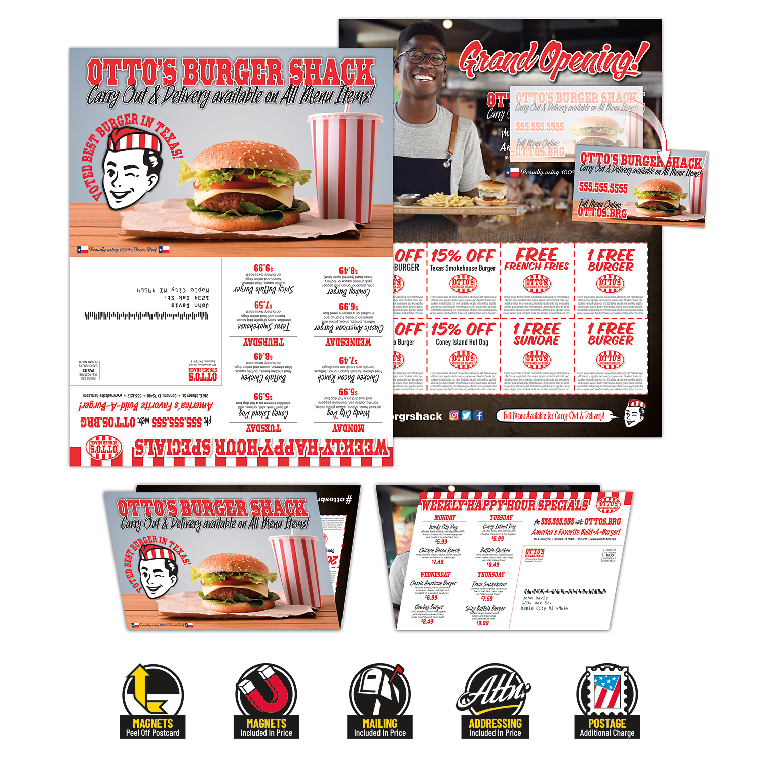 Standard UV Folded Postcard 10 pt. with 3.5 x 2 Magnet (25 mil.) 1