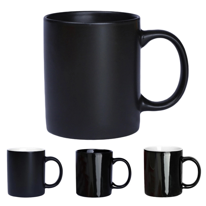 11 oz. Matt & Glossy Black Ceramic Coffee Mugs 6