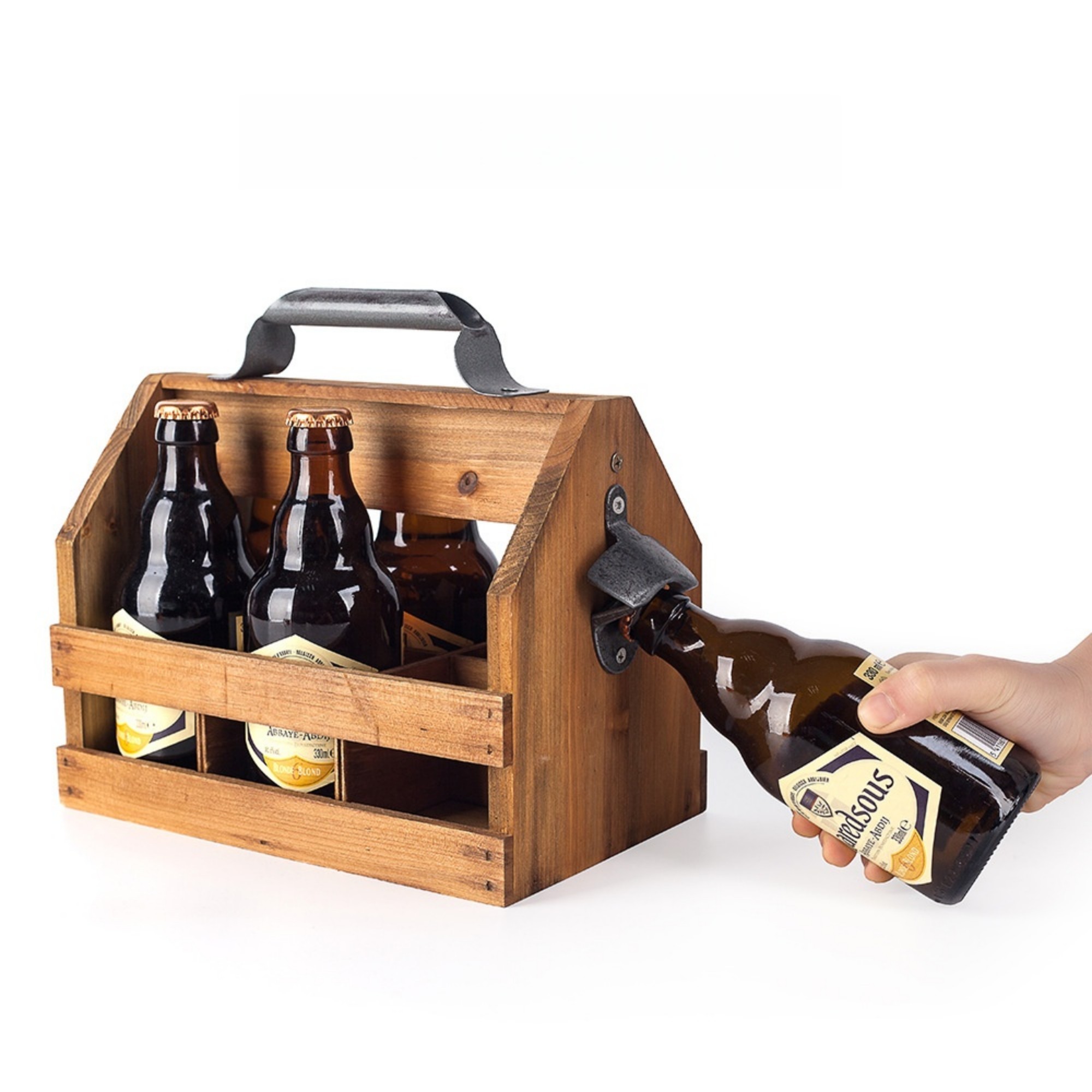 Rustic 6-Bottle Wooden Beer Crate 5