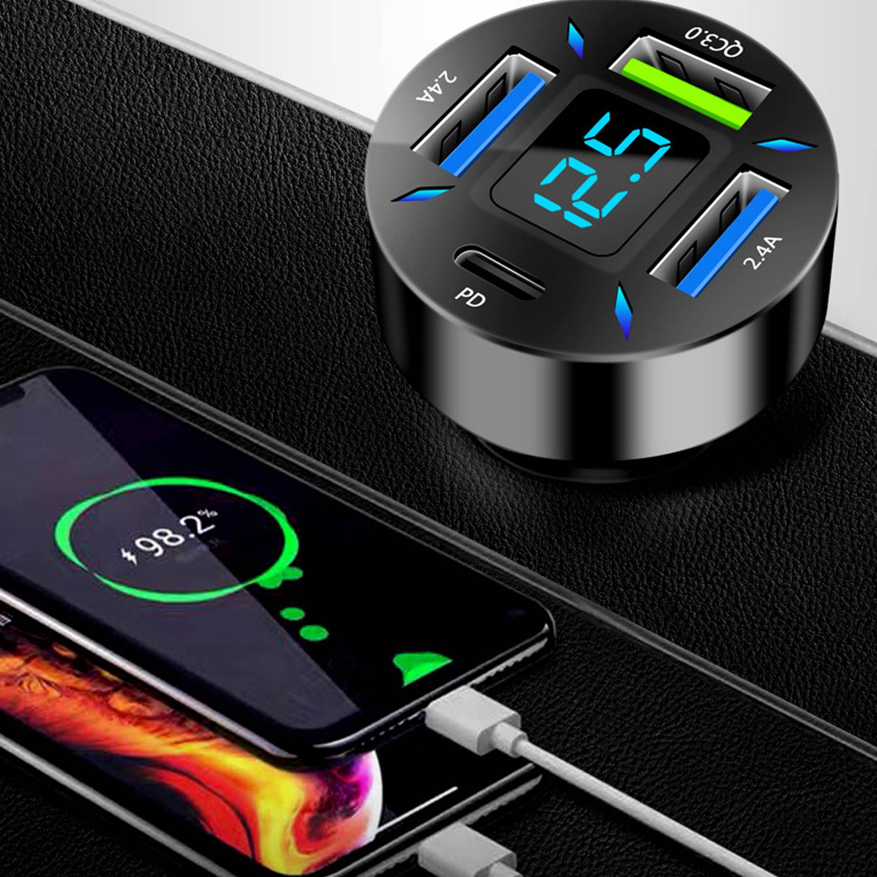 Four Port USB Car Charger to Charge Multiple Devices 6