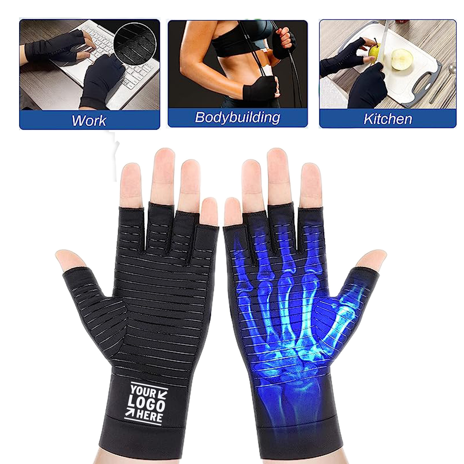 Fingerless Arthritis Gloves for Men Women 2
