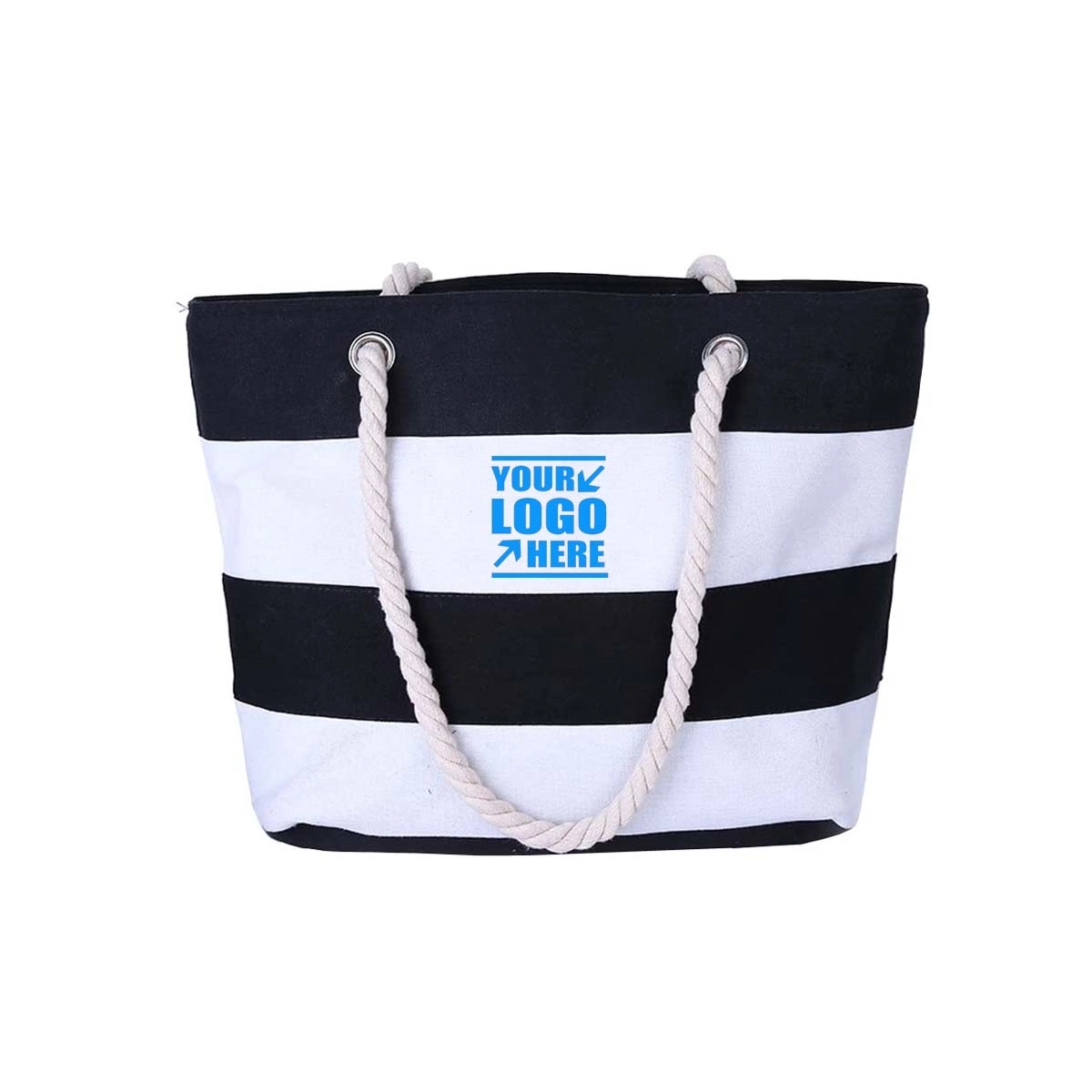 Canvas Tote Beach Bag With Zipper, custom tote bag with logo imprint 4