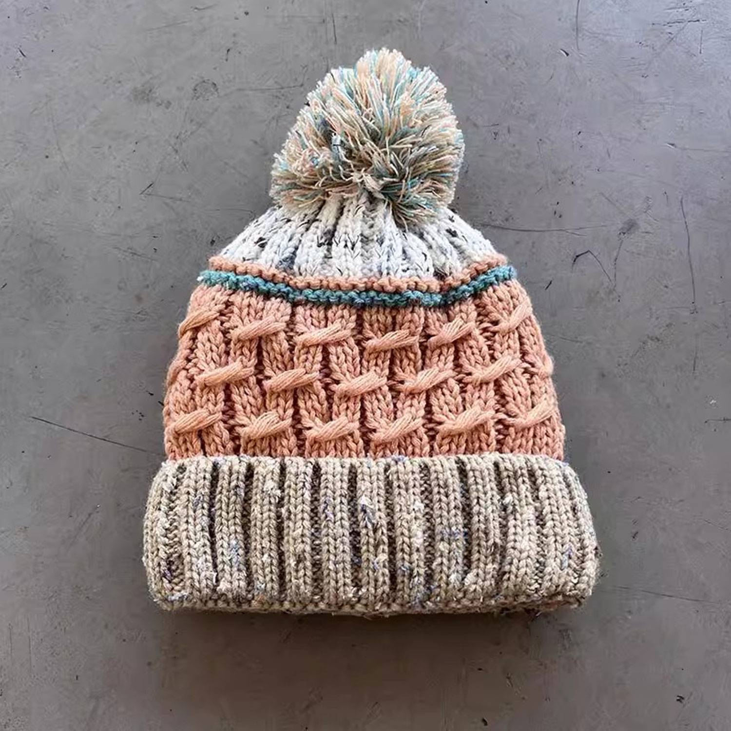 Mixed Color Striped Velvet Beanie Hat 7