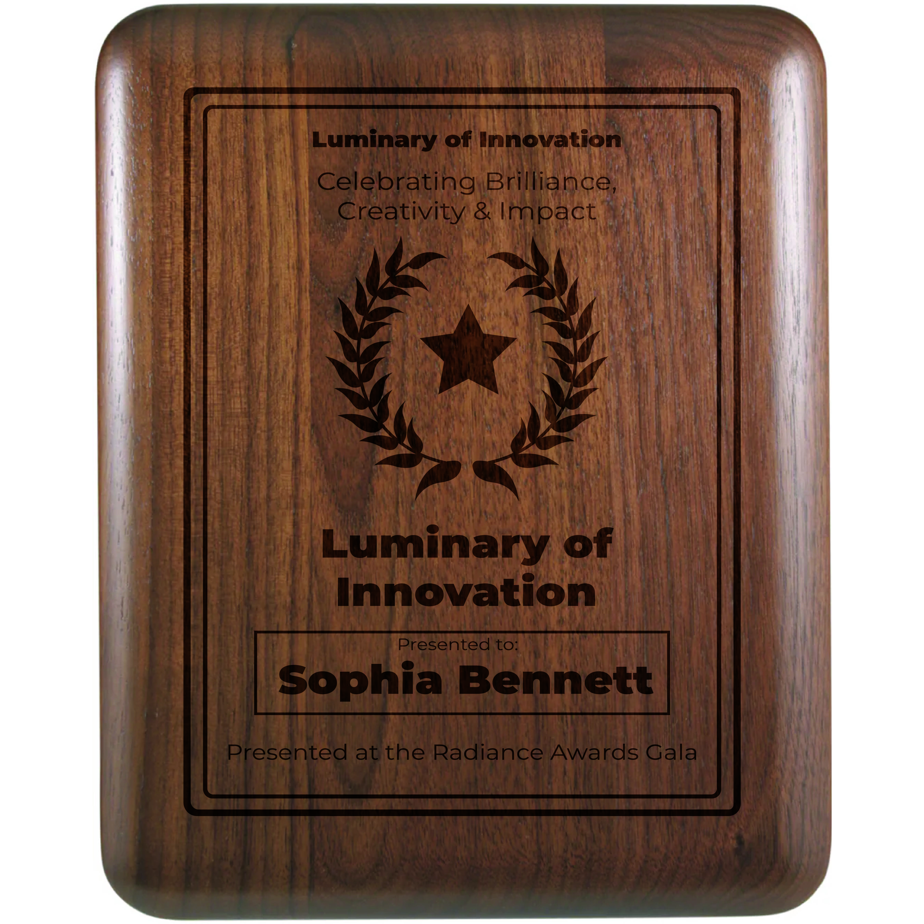 8" x 10" Elliptical Edge Round Corner Genuine Walnut Plaque 3