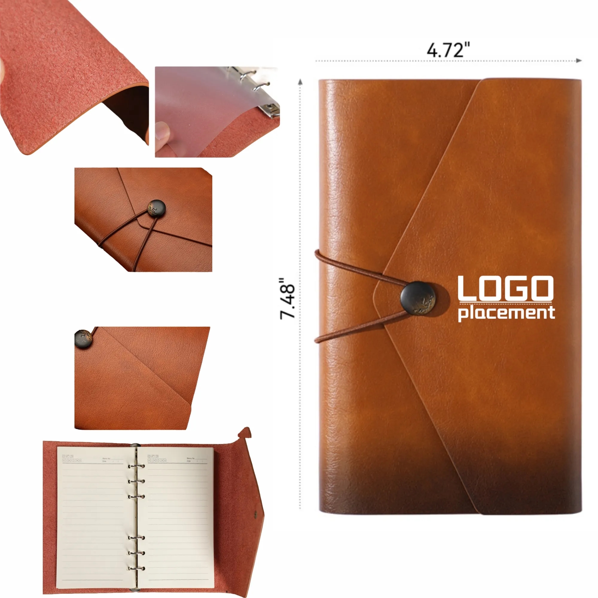Gradient A6 Pocket Notebook, Faux Leather, Custom Logo 5
