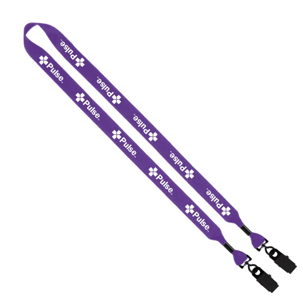 3/4" 2-Ended Polyester Lanyard with Metal Crimp & Metal Bulldog Clip 22