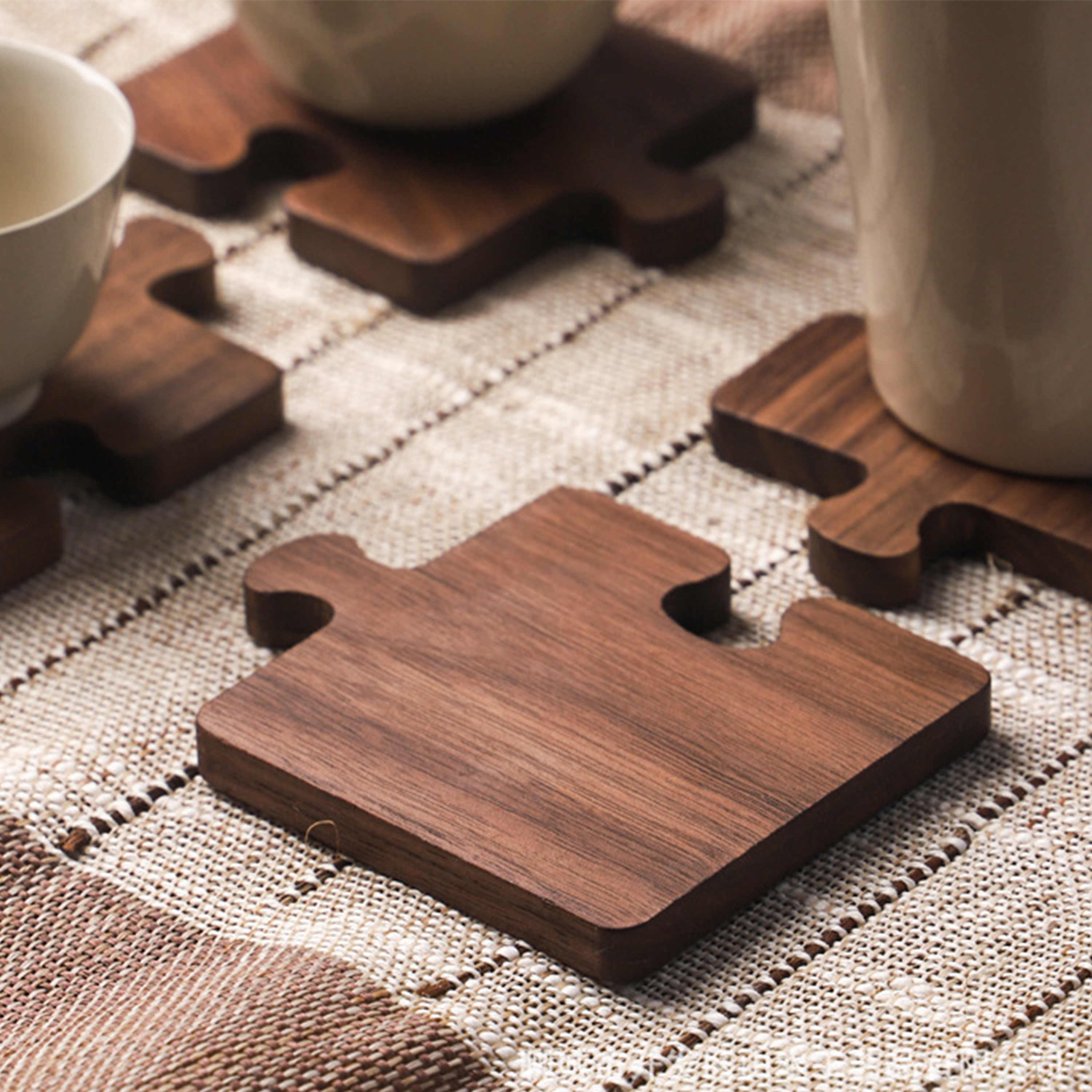 High Quality Wood Puzzle Coaster Set 4