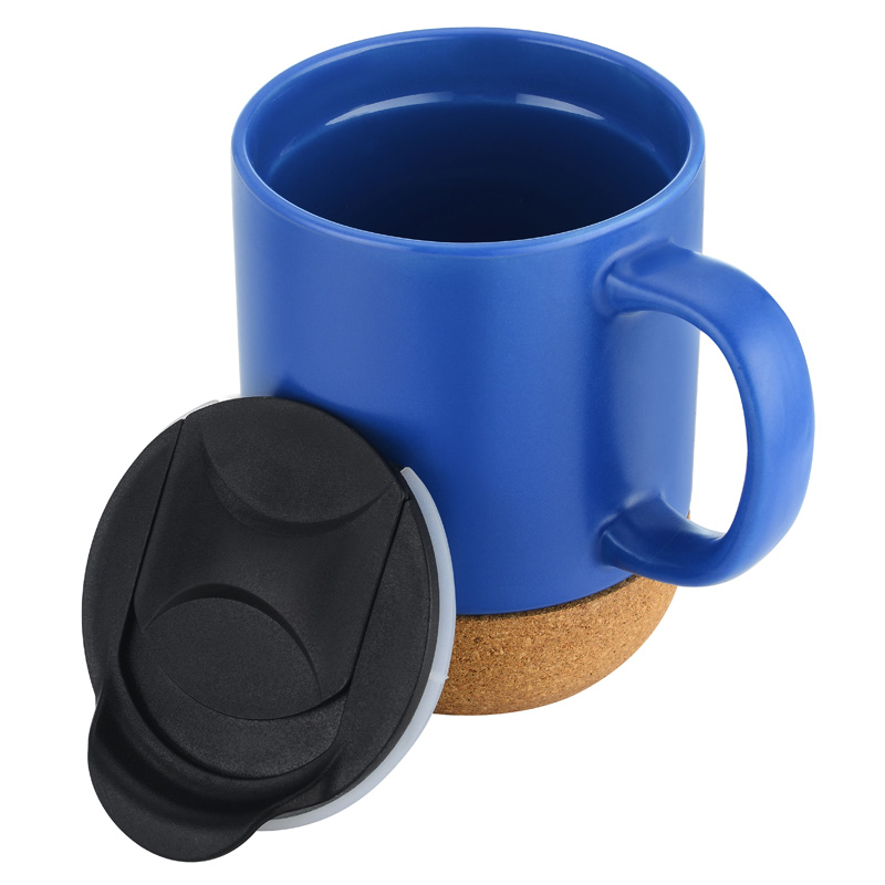 12oz. Cork Base Ceramic Mug with Lid 13