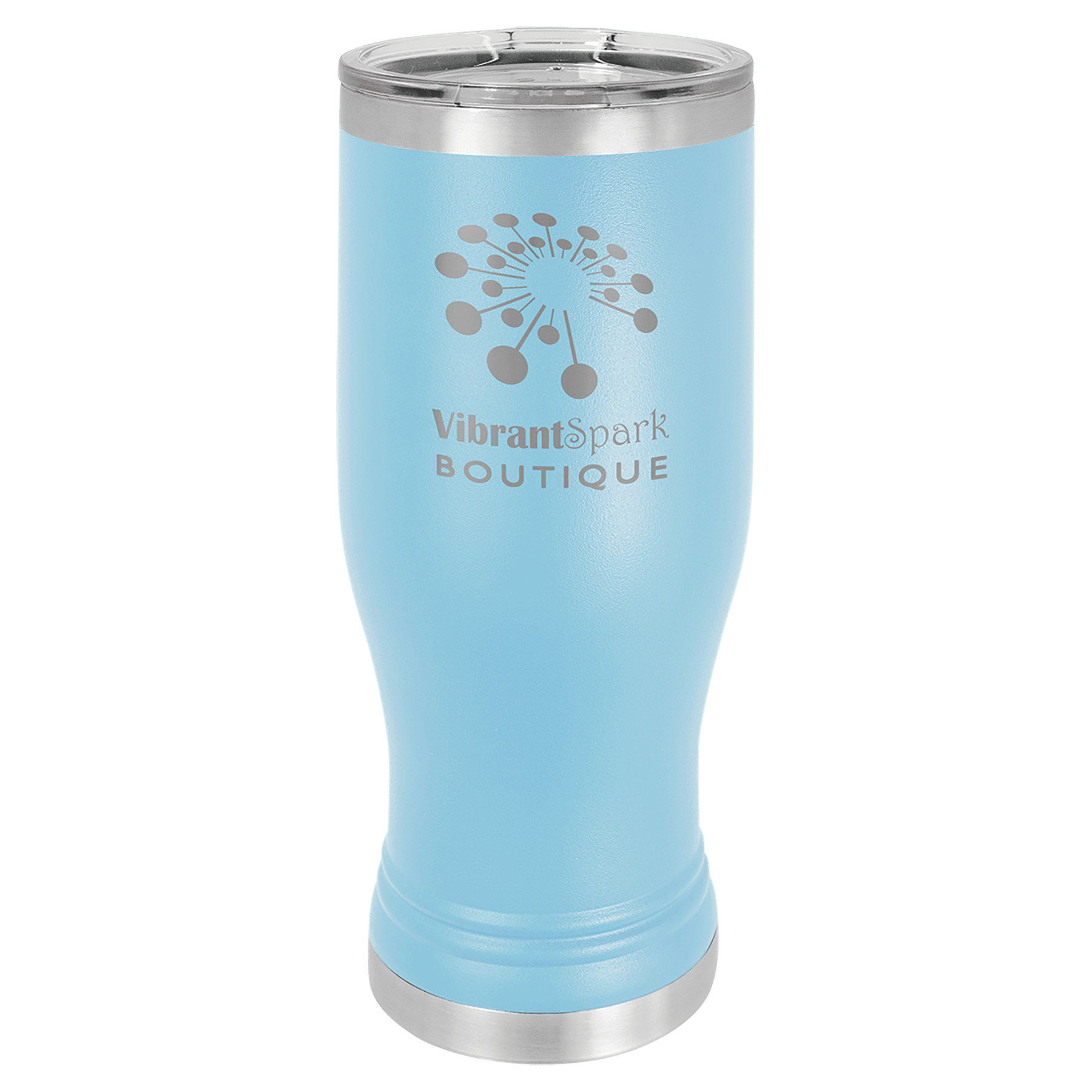 Polar Camel Light Blue 20 oz. Pilsner with Clear Lid 2