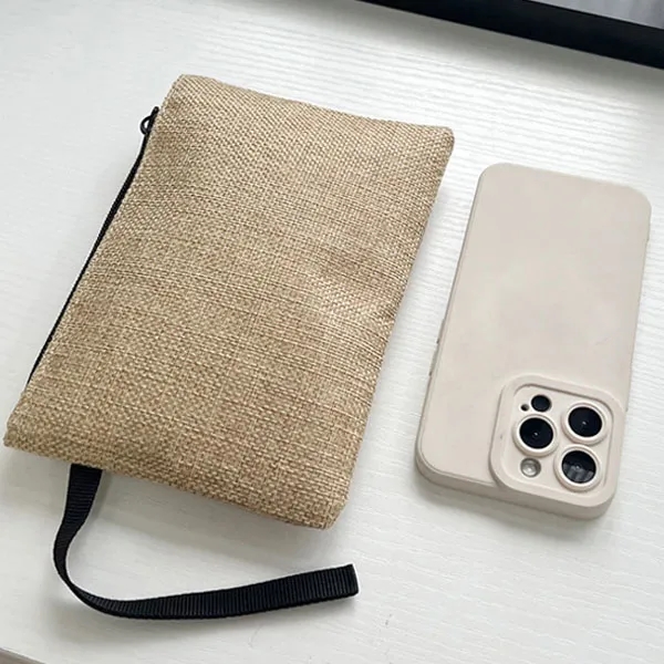 Cotton Linen Cosmetic Zipper Pouch, custom tote bag with logo imprint 2