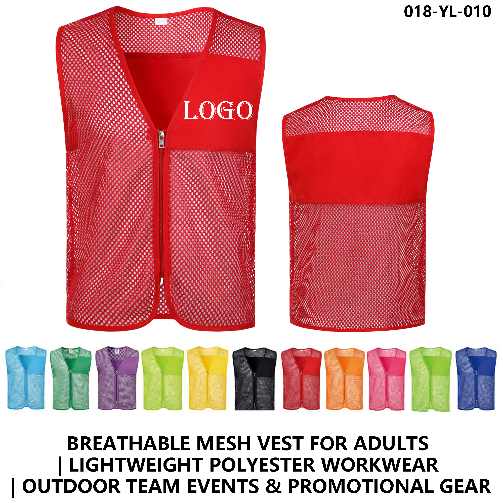 Custom Logo Mesh Vest ?C 100% Polyester, Multiple Colors 1