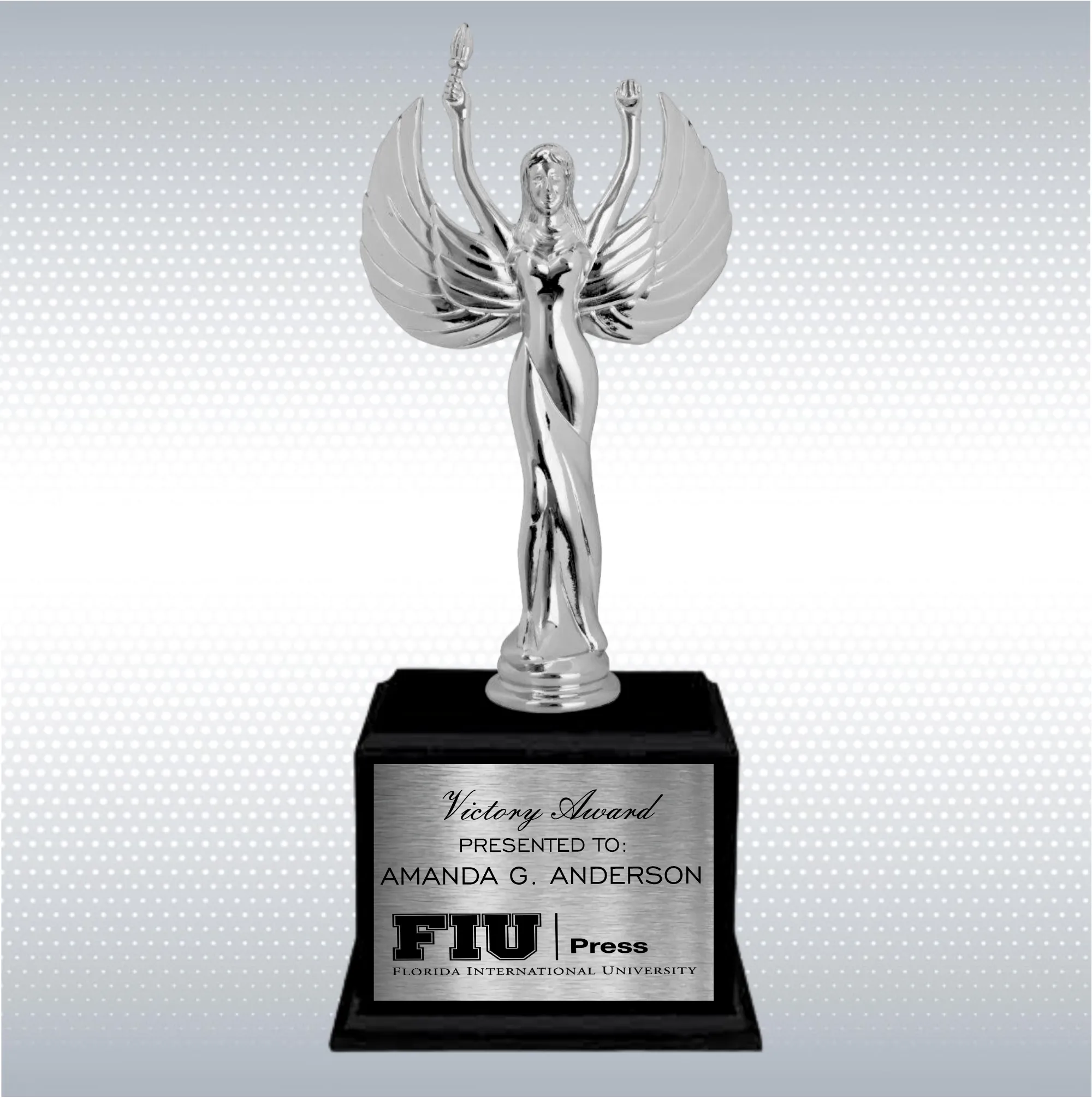 12 3/4" Metal Female Victory on Matte Black Finish Base 3
