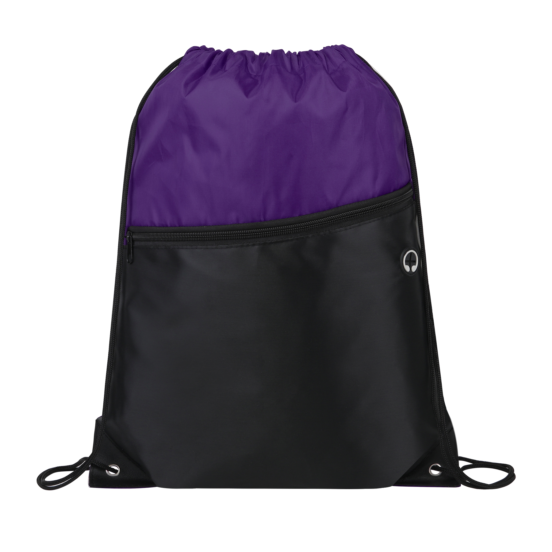 Two-Tone Drawstring Backpack With Front Zipper 5