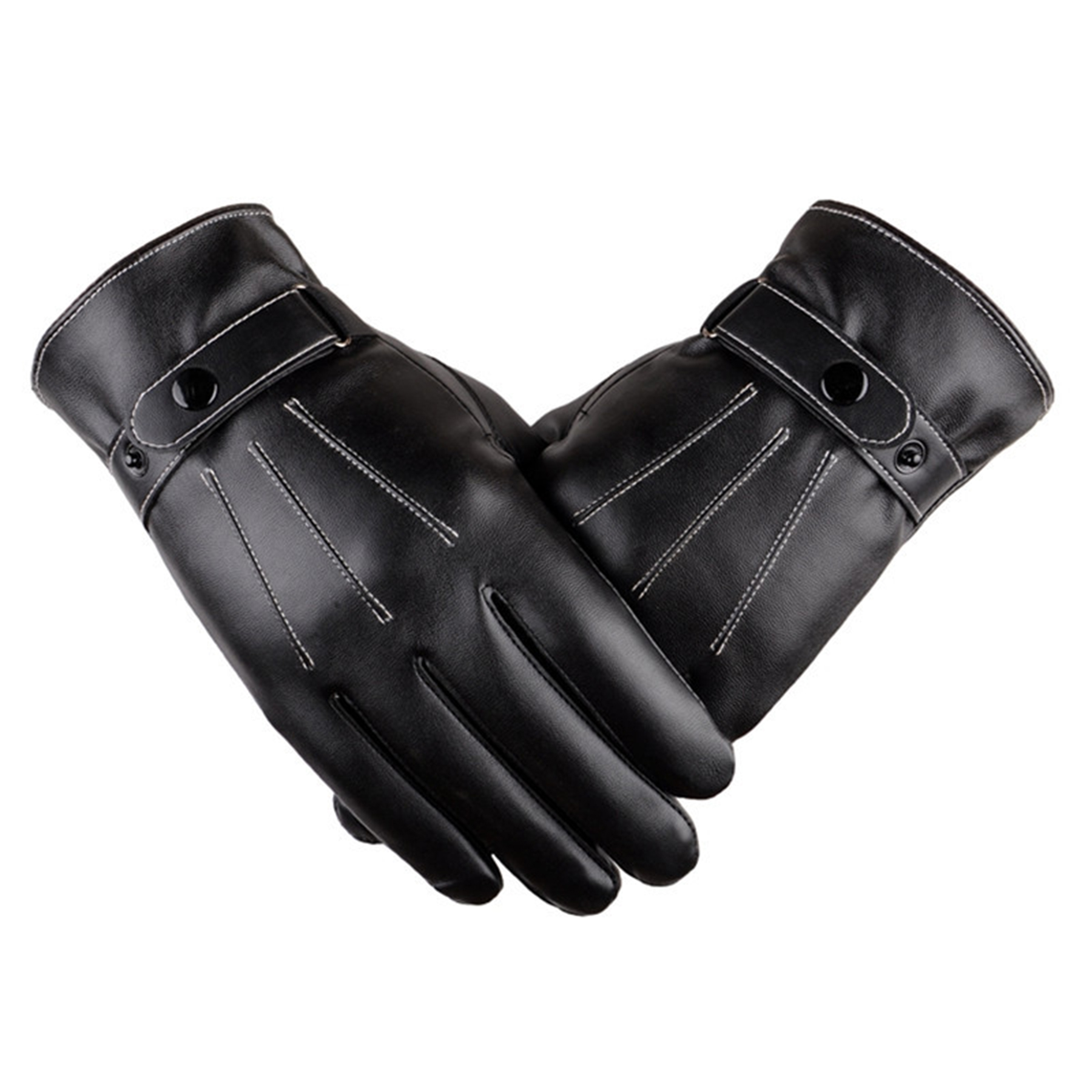 Woman Black Fashion Leather Gloves 2