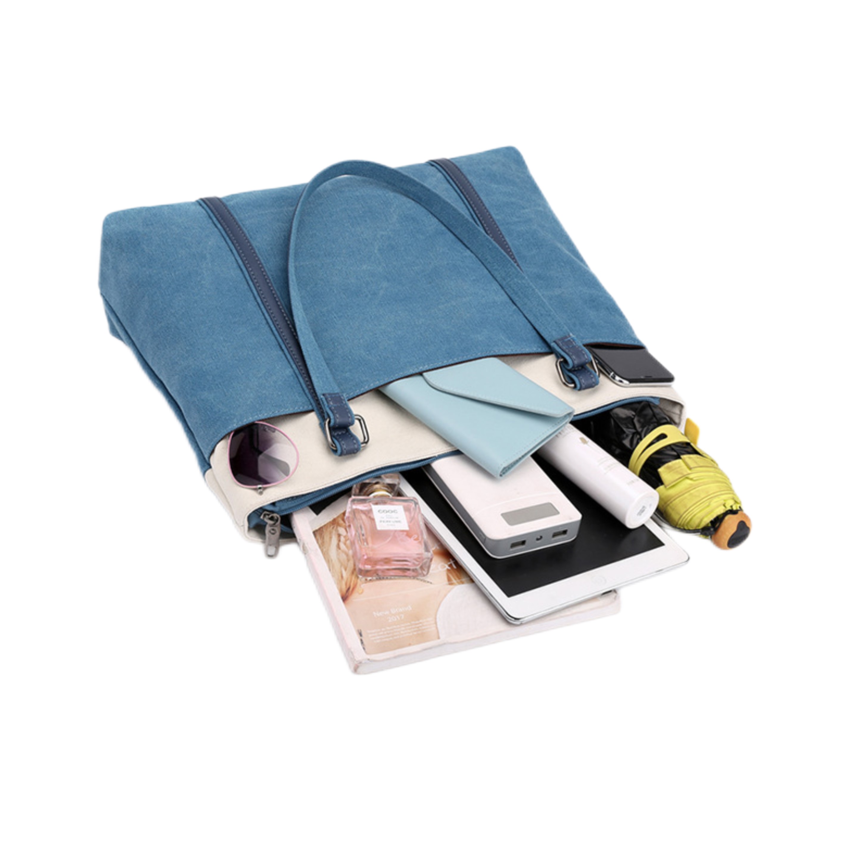 Two Tone Canvas Tote Bag (direct import), custom tote bag with logo imprint 2