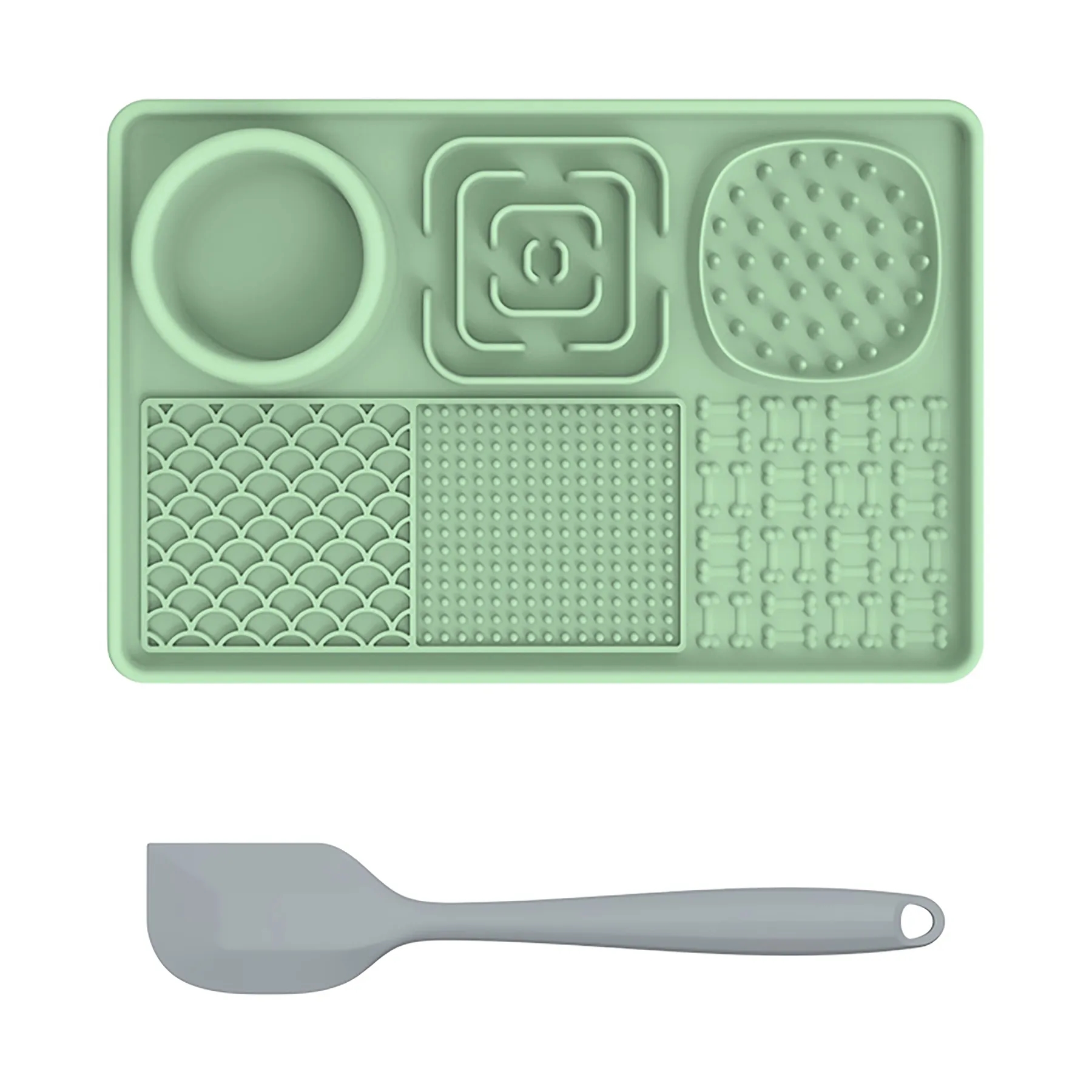 Silicone Rectangular Pet Licking Pad With Scraper 4