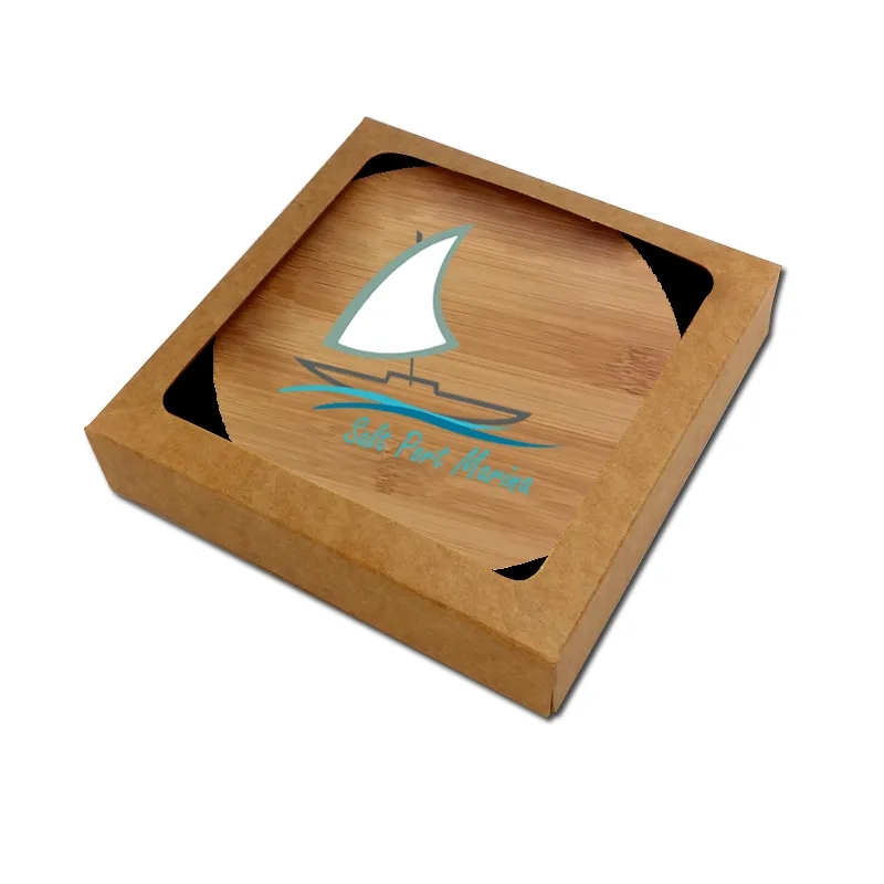Ultra Vivid Bamboo Wood Coaster Set of 2 4