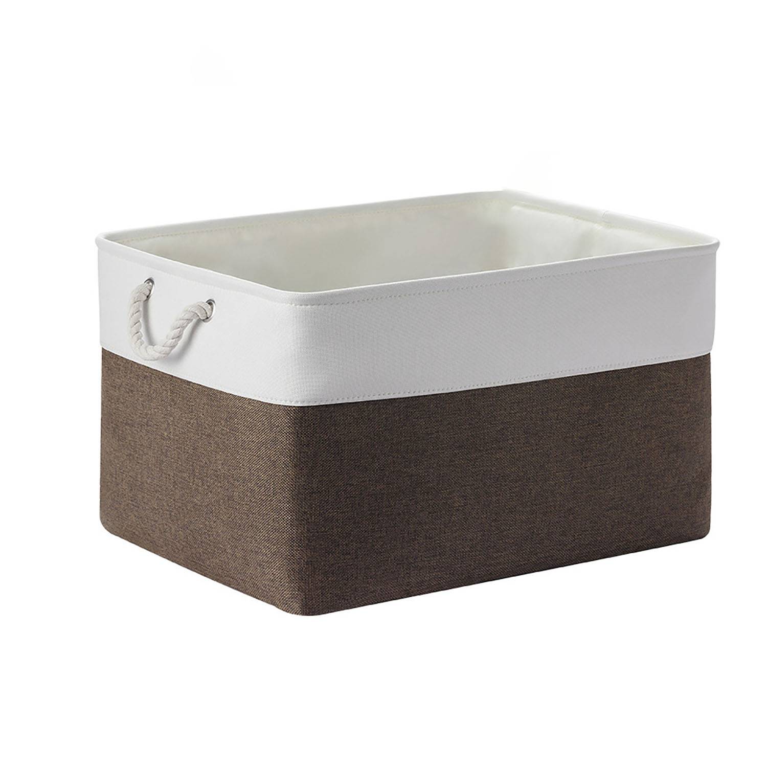 Durable Fabric Rectangular Storage Box with Rope Handles 2