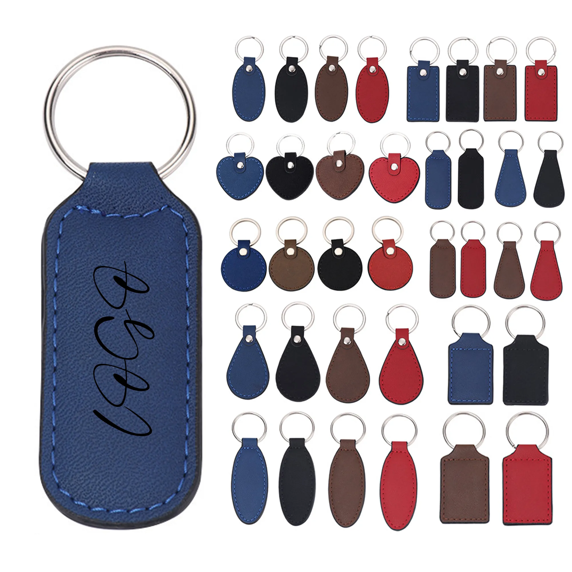 MOQ50 PU Leather Double-Sided Keychain 1