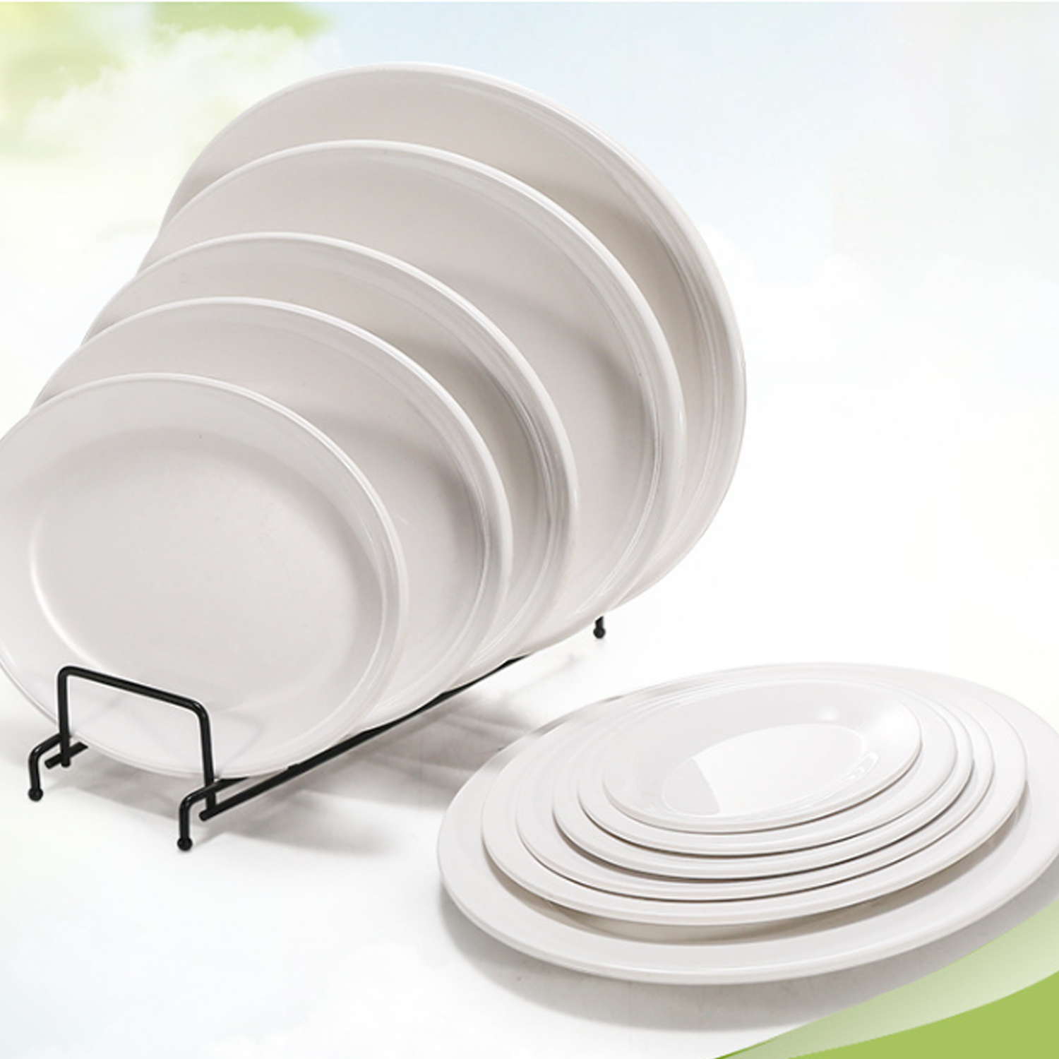 Melamine White Plate Oval Plastic Dish 3