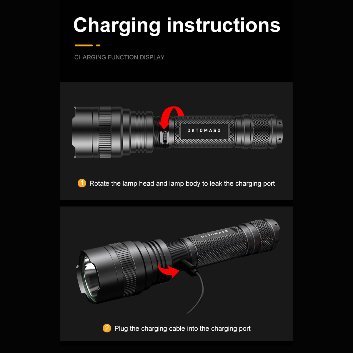 LED Flashlight Extremely Bright, Waterproof, USB-C Powered Rechargeable 2300mAh Battery, 1500 Lumens 2