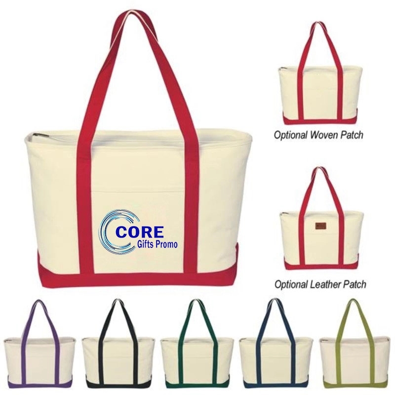 Canvas Tote Bag with an External Pocket, custom tote bag with logo imprint 2