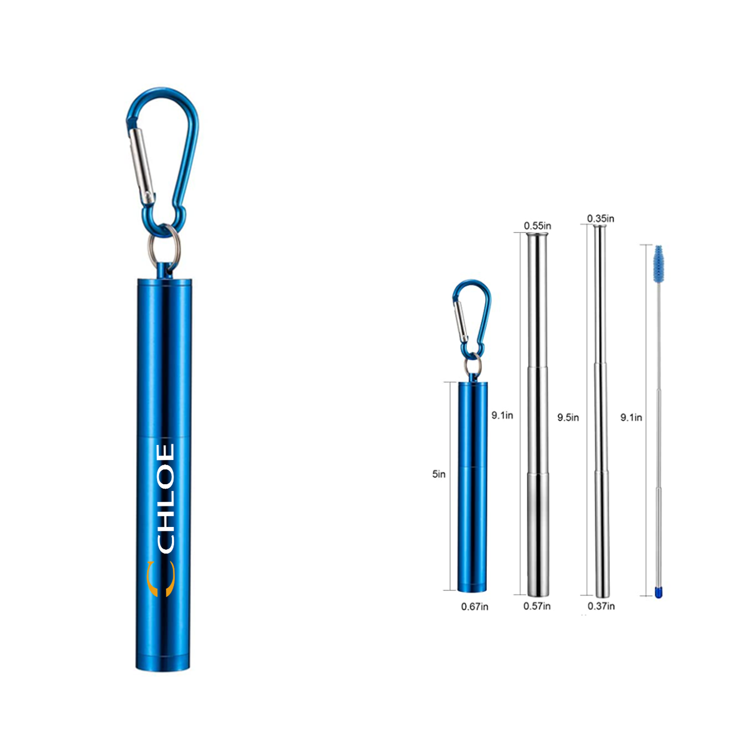 Reusable Stainless Steel Collapsible Straw with Case & Brush 3