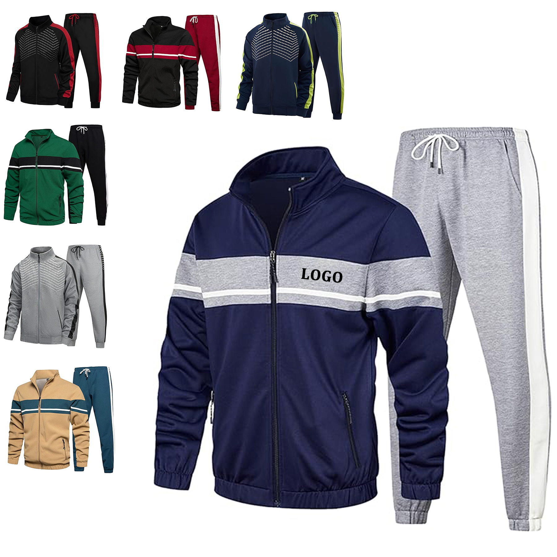 Casual Contrast Sports Jogging Tracksuits Set 5
