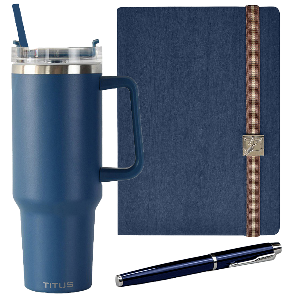 TiTUS® 30 oz Travel Mug, Melange Executive Notebook & Pen Gift Set