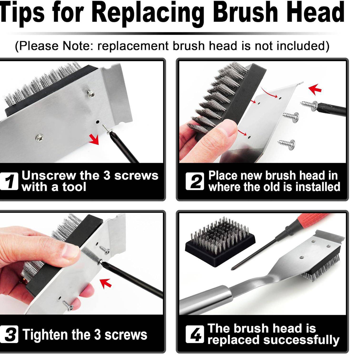 Stainless Steel BBQ Grill Cleaning Brush w/ Scraper 7