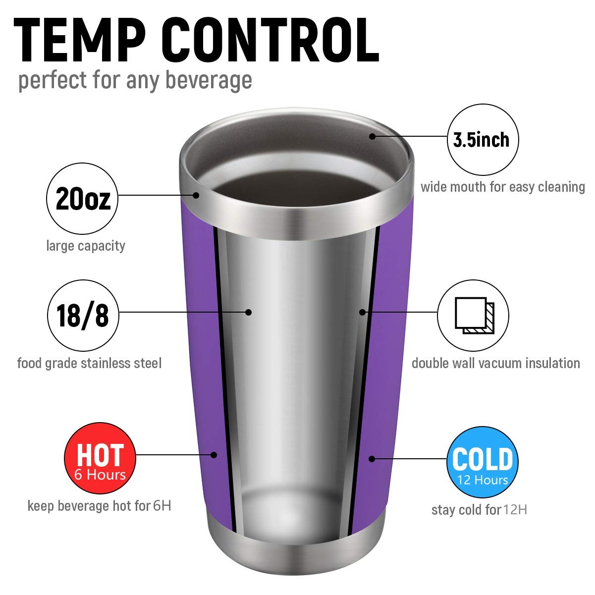 Powder Coated Insulated Coffee Tumbler/Double Wall Vacuum Insulated Travel Mug, Stainless Steel Mug 3